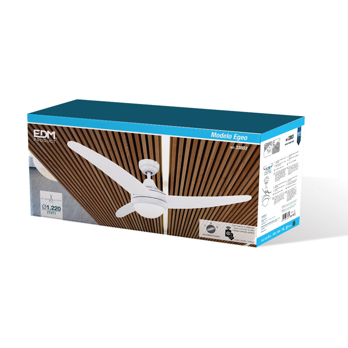 Takfläkt med belysning EDM 33803 Egeo Vit 60 W - 7