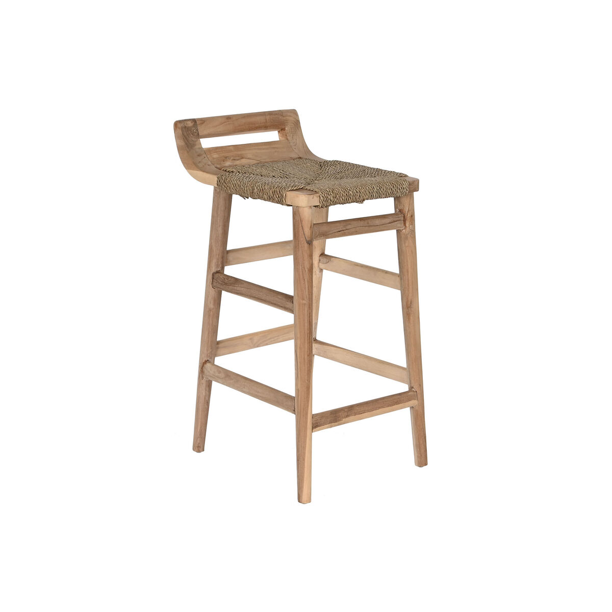 Sittpall Home ESPRIT Naturell Rattan Teak Fibrer 37 x 45 x 77 cm