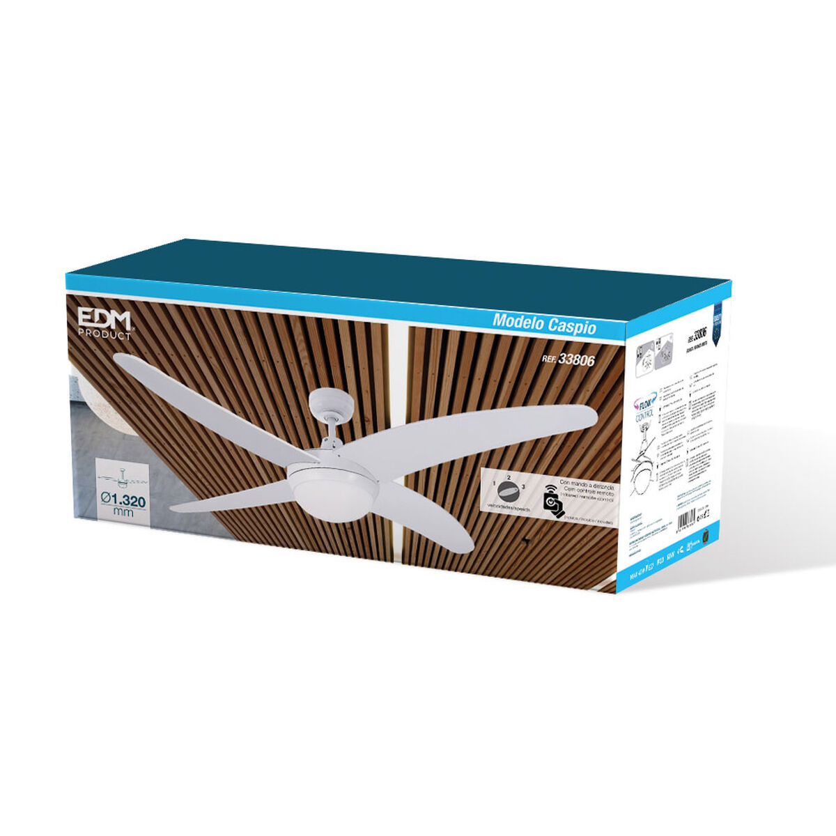 Takfläkt med belysning EDM 33806 Caspio Vit 60 W - 7