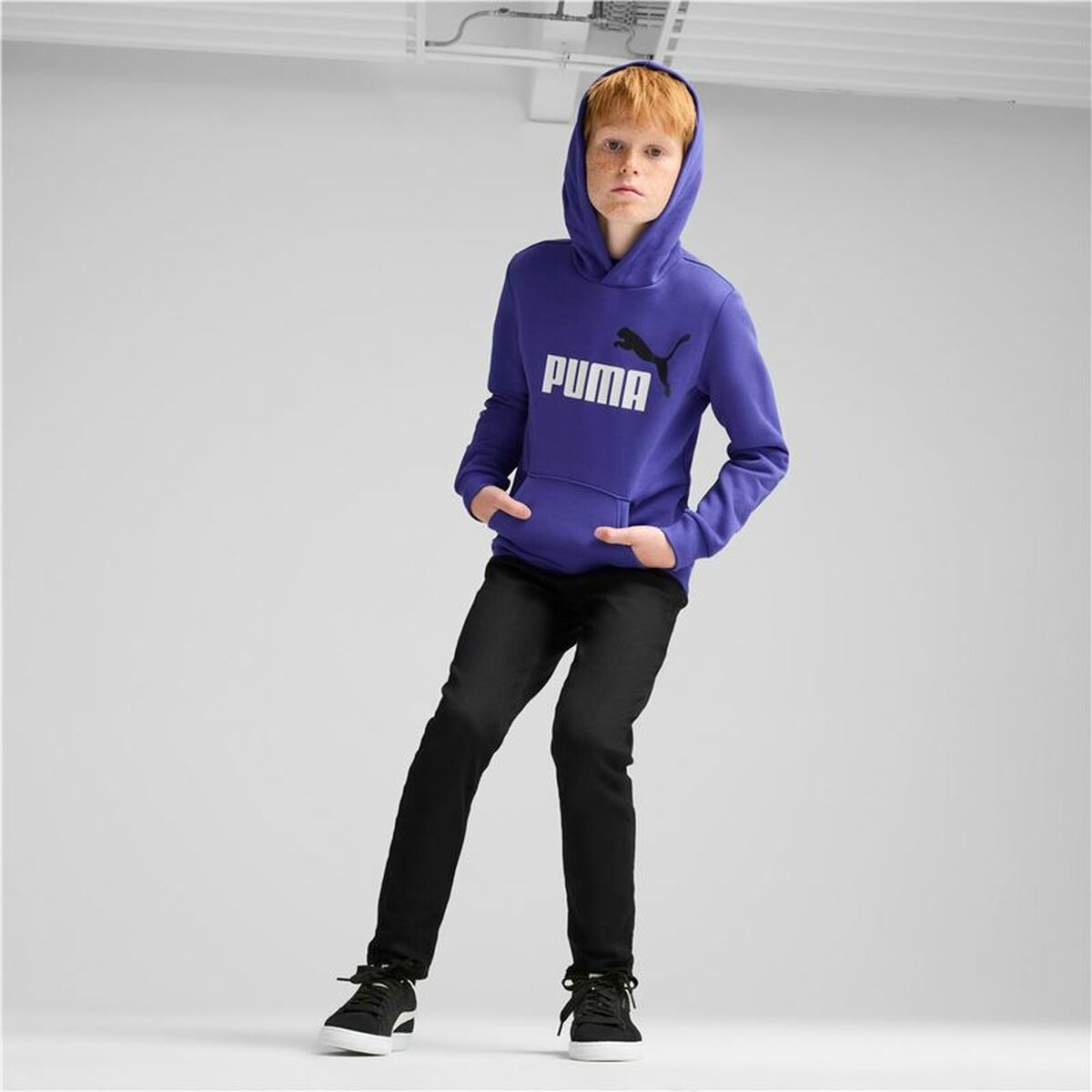 Tröja med huva Unisex Puma Essentials+ 2 Col Big Logo Blå - 5