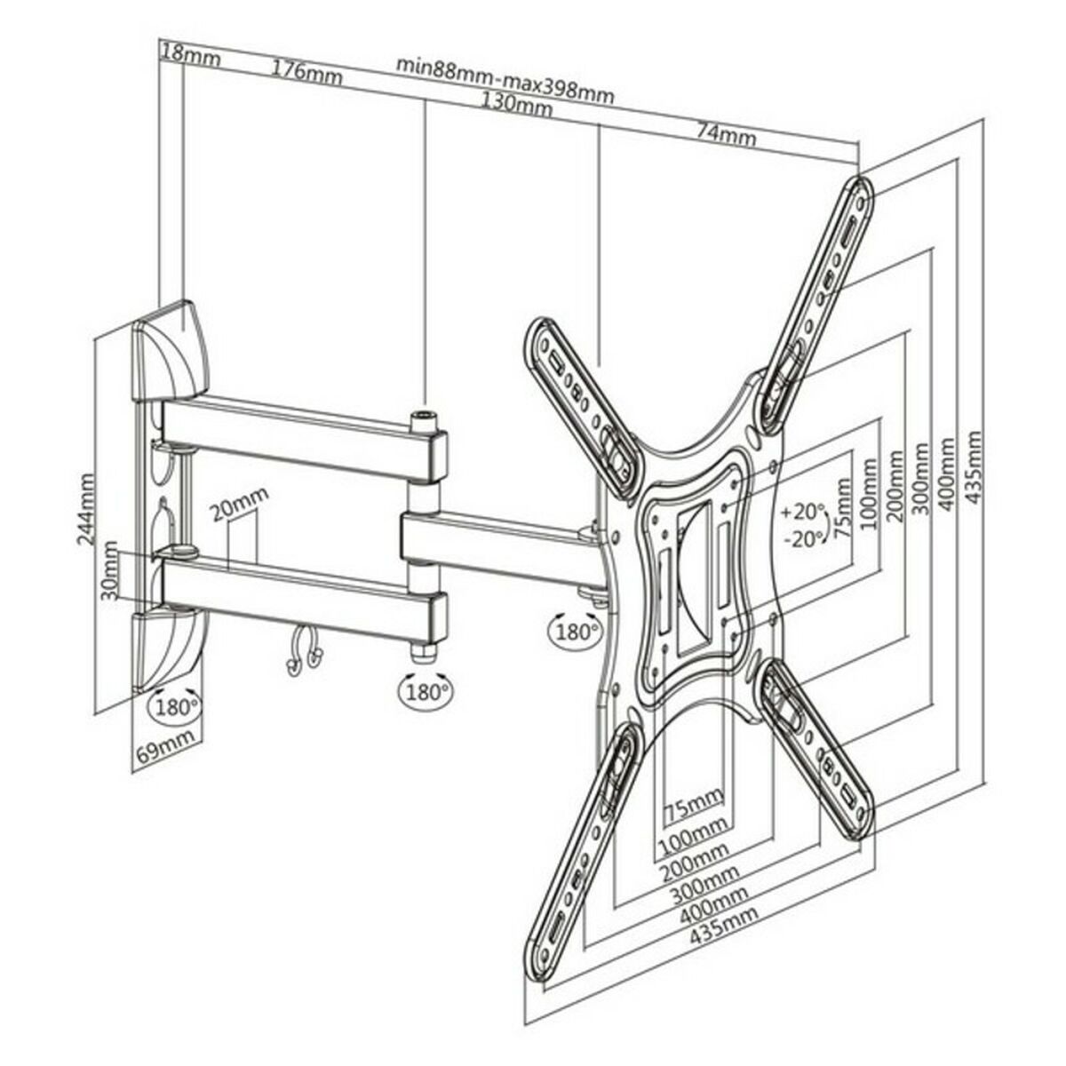 TV-fäste med arm TooQ LP6055TN-B 23"-55" 23" 30 Kg - 2