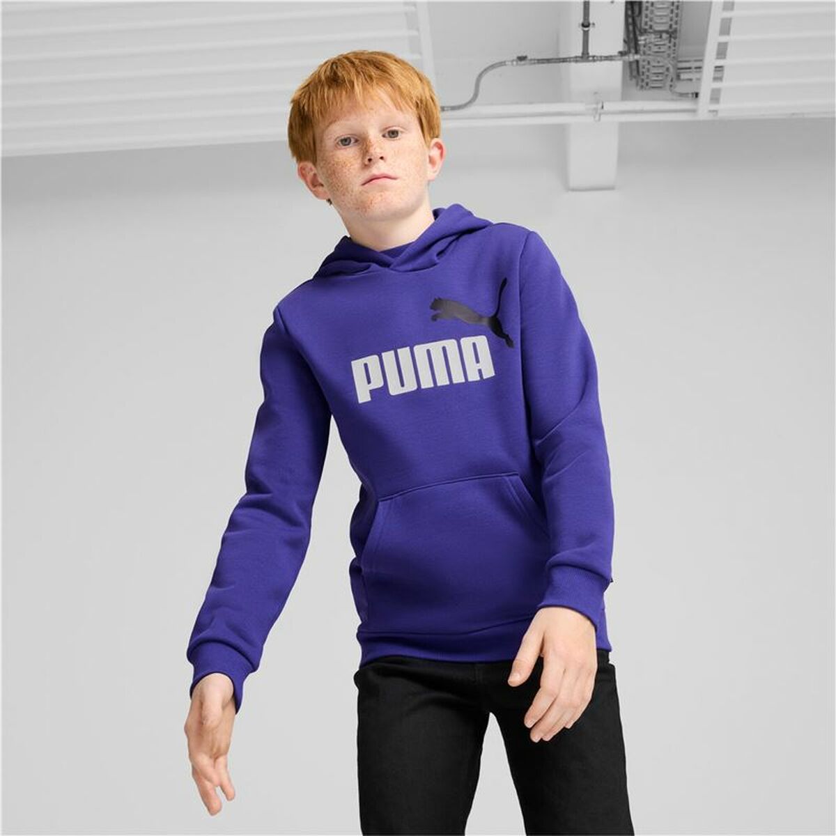 Tröja med huva Unisex Puma Essentials+ 2 Col Big Logo Blå - 3