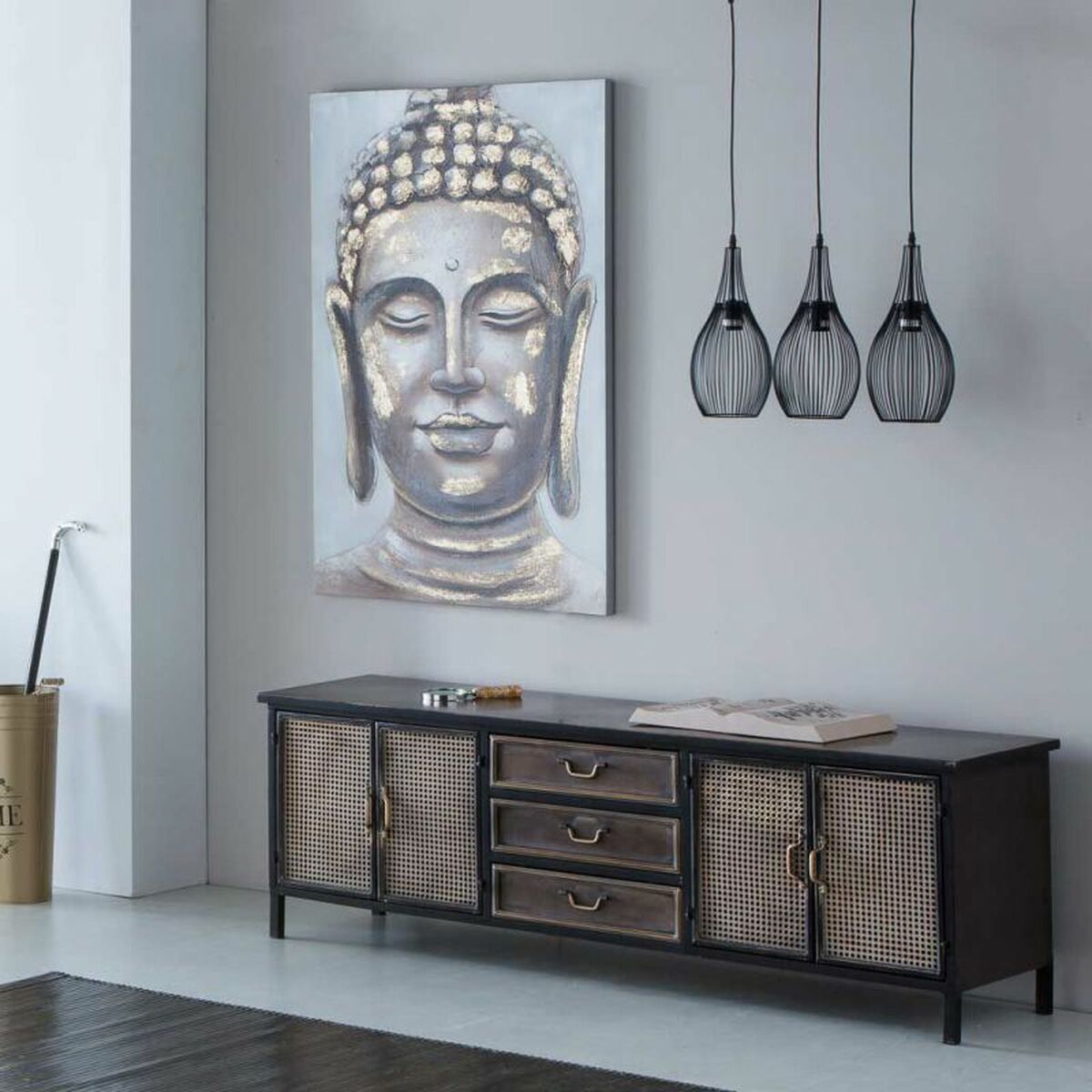 Tavla Alexandra House Living Asia Kanvas Granträ 120 x 3 x 80 cm - 2