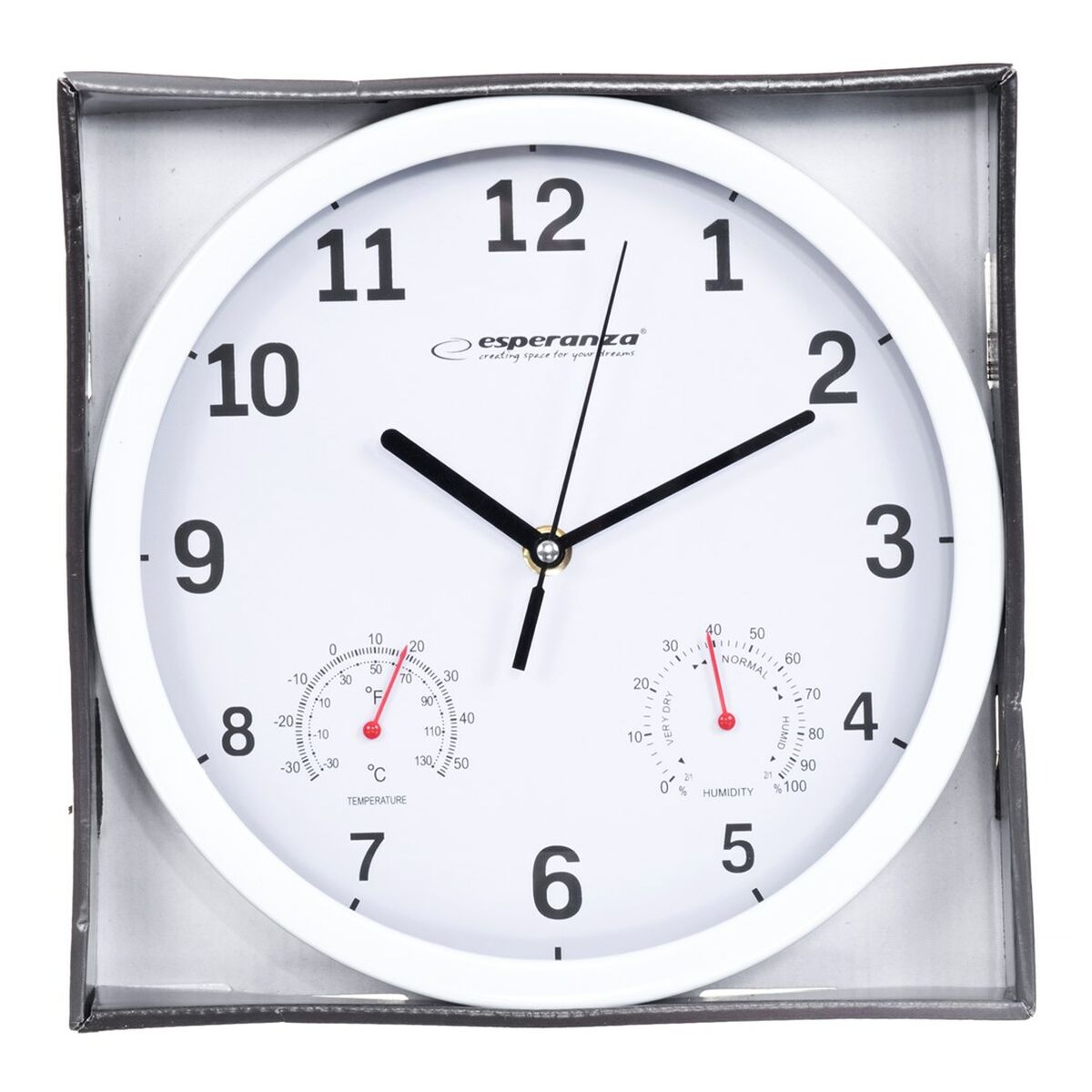 Väggklocka Esperanza EHC016W Vit Glas Plast 25 cm - 2