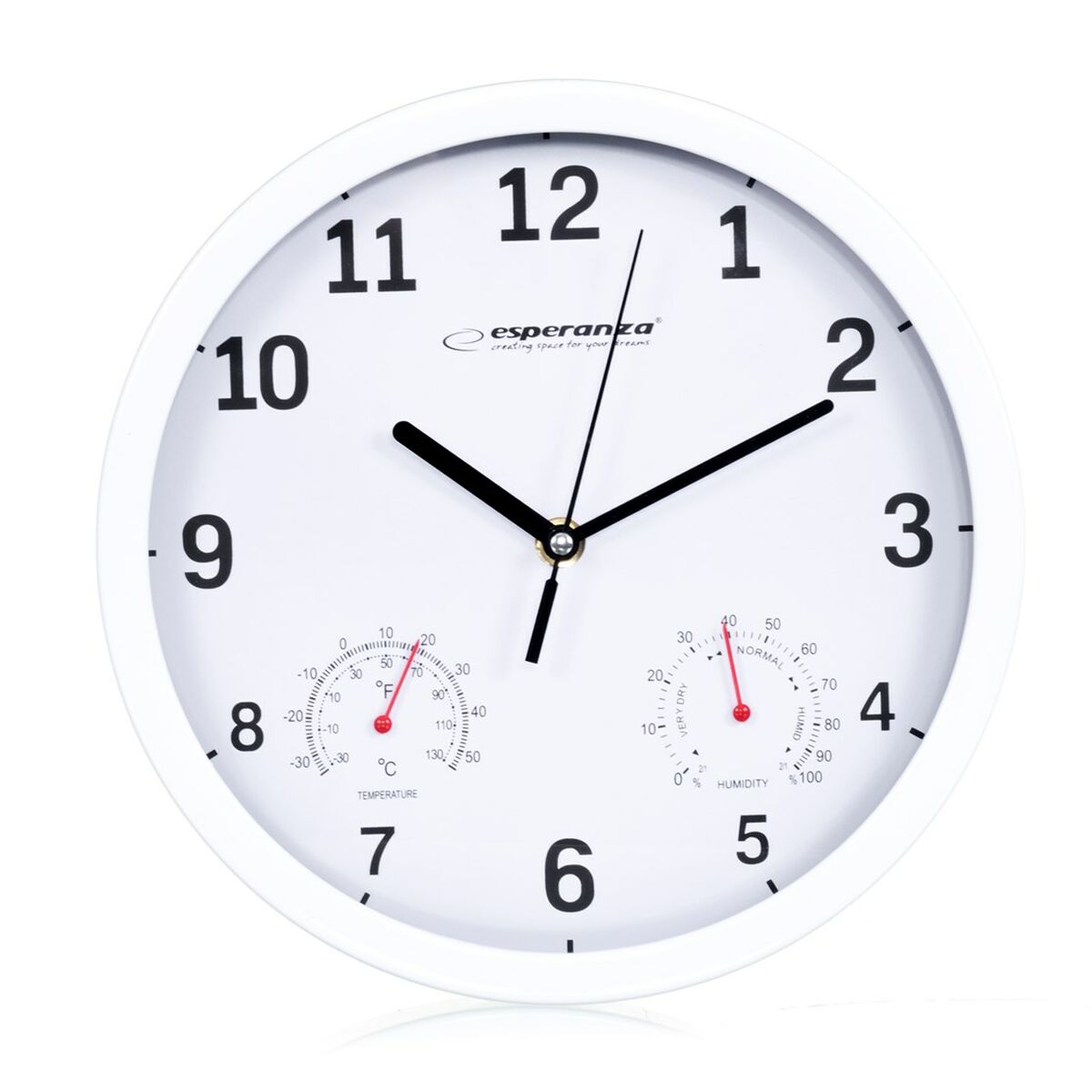 Väggklocka Esperanza EHC016W Vit Glas Plast 25 cm