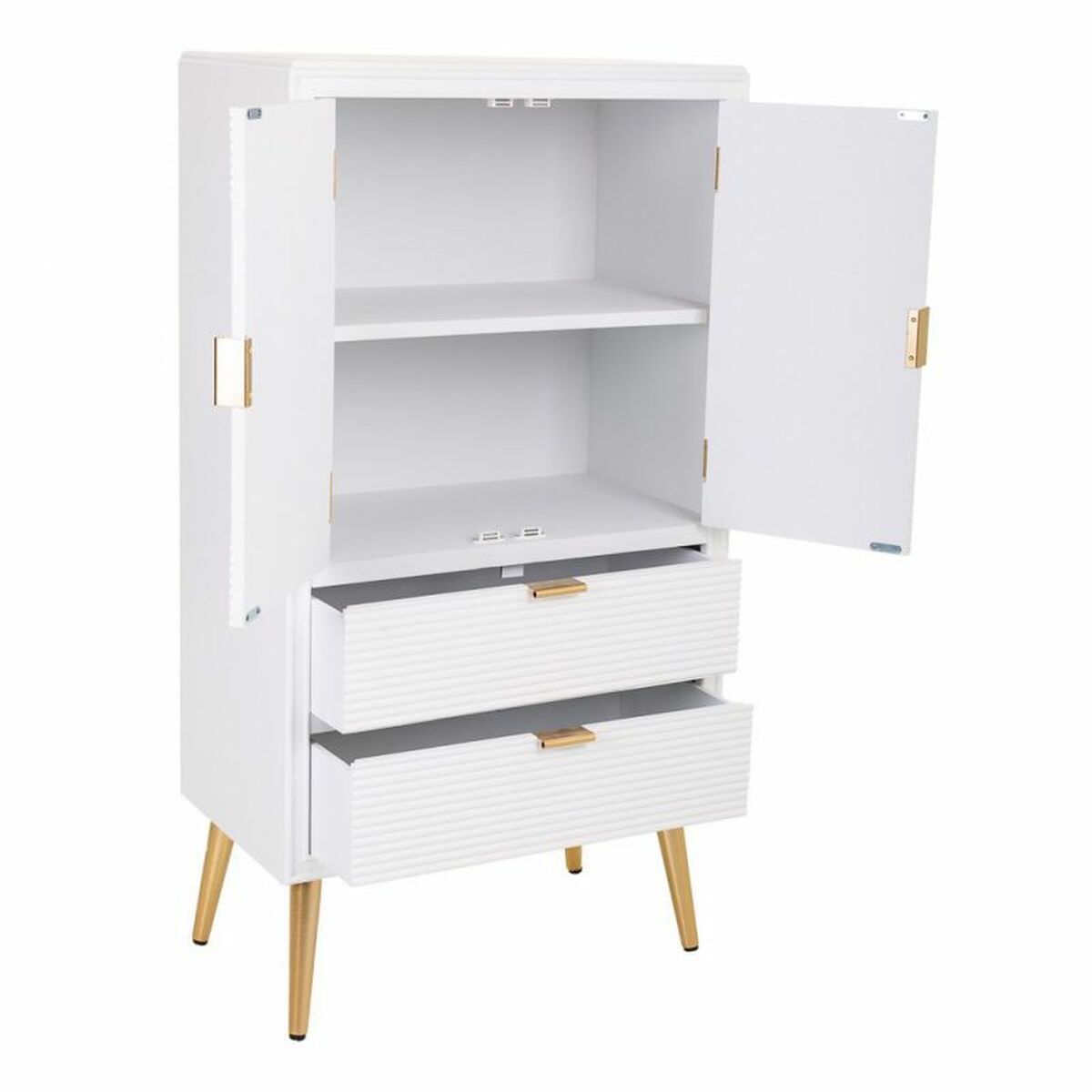 Skåp Alexandra House Living Vit Gyllene Trä MDF 36 x 118 x 62 cm - 4