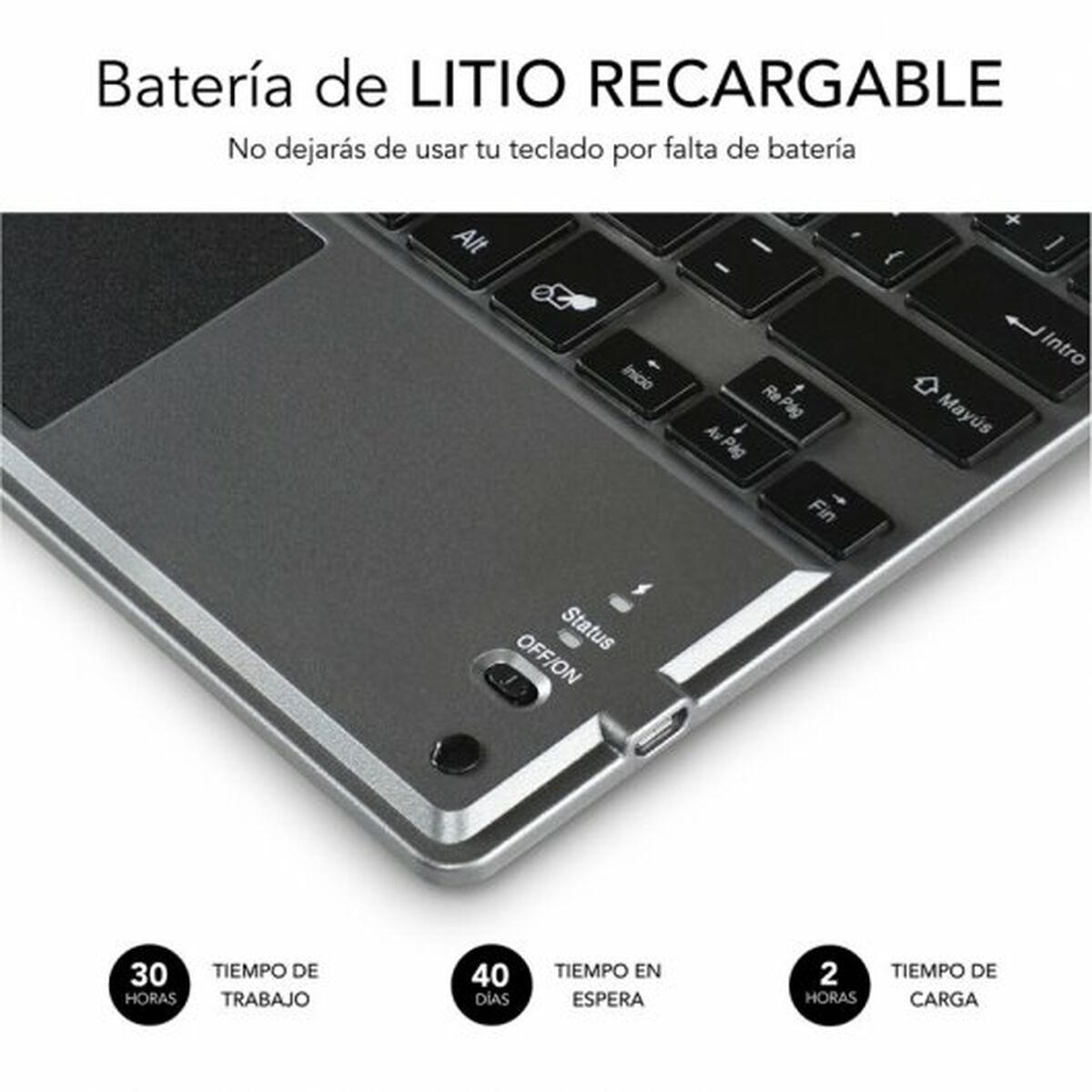 Tangentbord med Styrplatta Subblim SUB-KBT-SMBT51 Grå Multicolour Qwerty Spanska QWERTY - 8