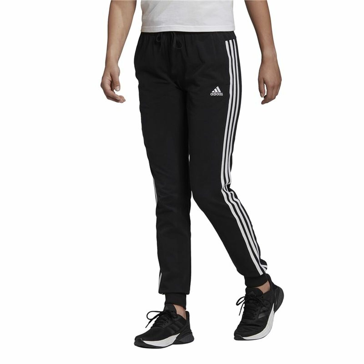 Långa träningsbyxor Adidas 	3S Sj C Pt Svart Kvinna - 2