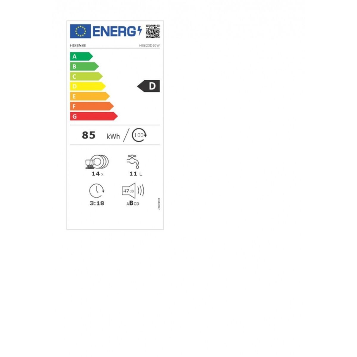 Diskmaskin Hisense HS623D10W 60 cm - 3