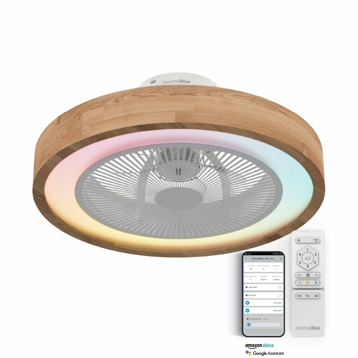 Takfläkt med belysning Universal Blue 2001-UVT1343 Vit Trä 70 W
