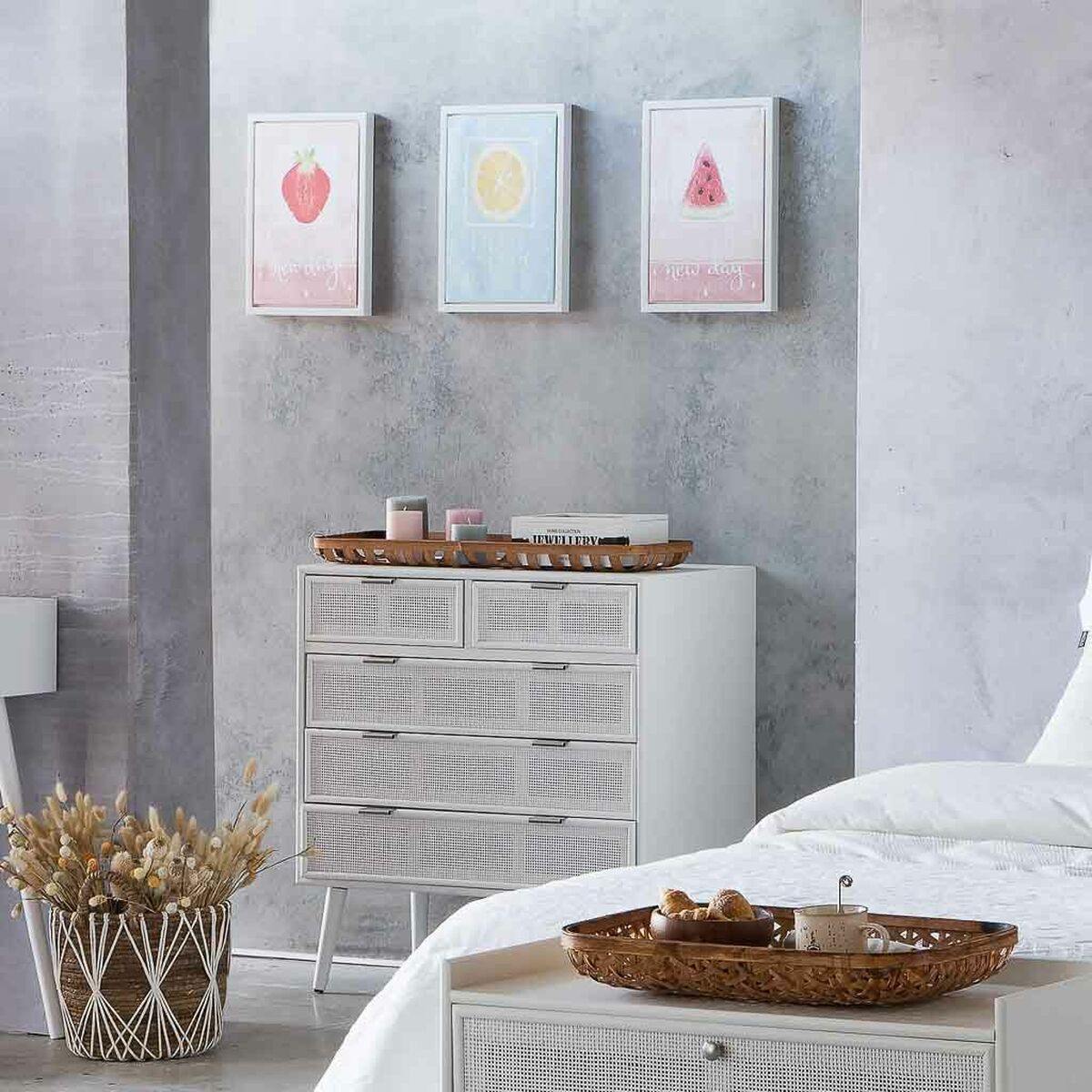 Kommod Alexandra House Living Vit Bambu Trä MDF 39 x 81 x 80 cm - 3