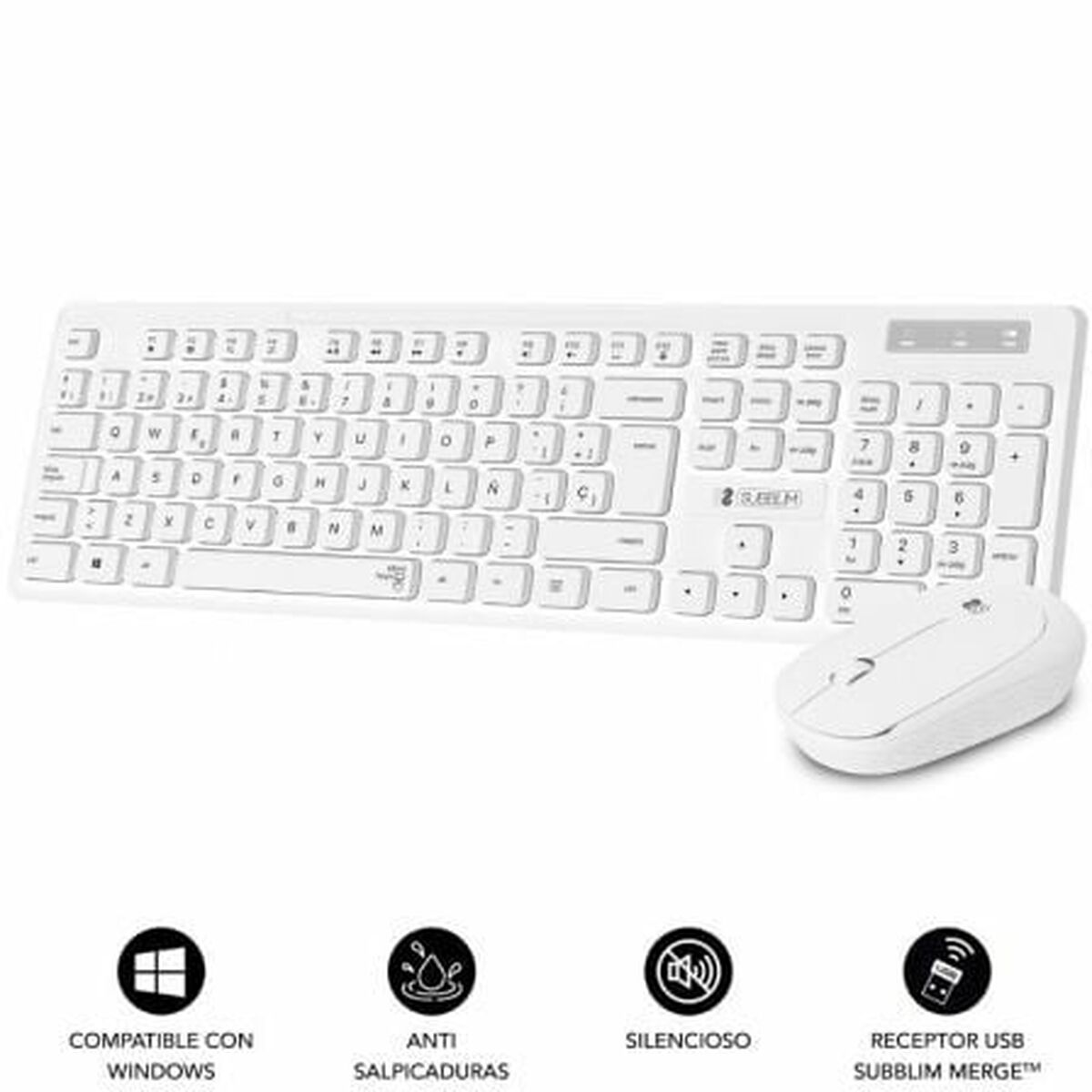 Trådlöst Tangentbord och Mus Subblim SUBKBC-CSSW11 Vit Qwerty Spanska - 2