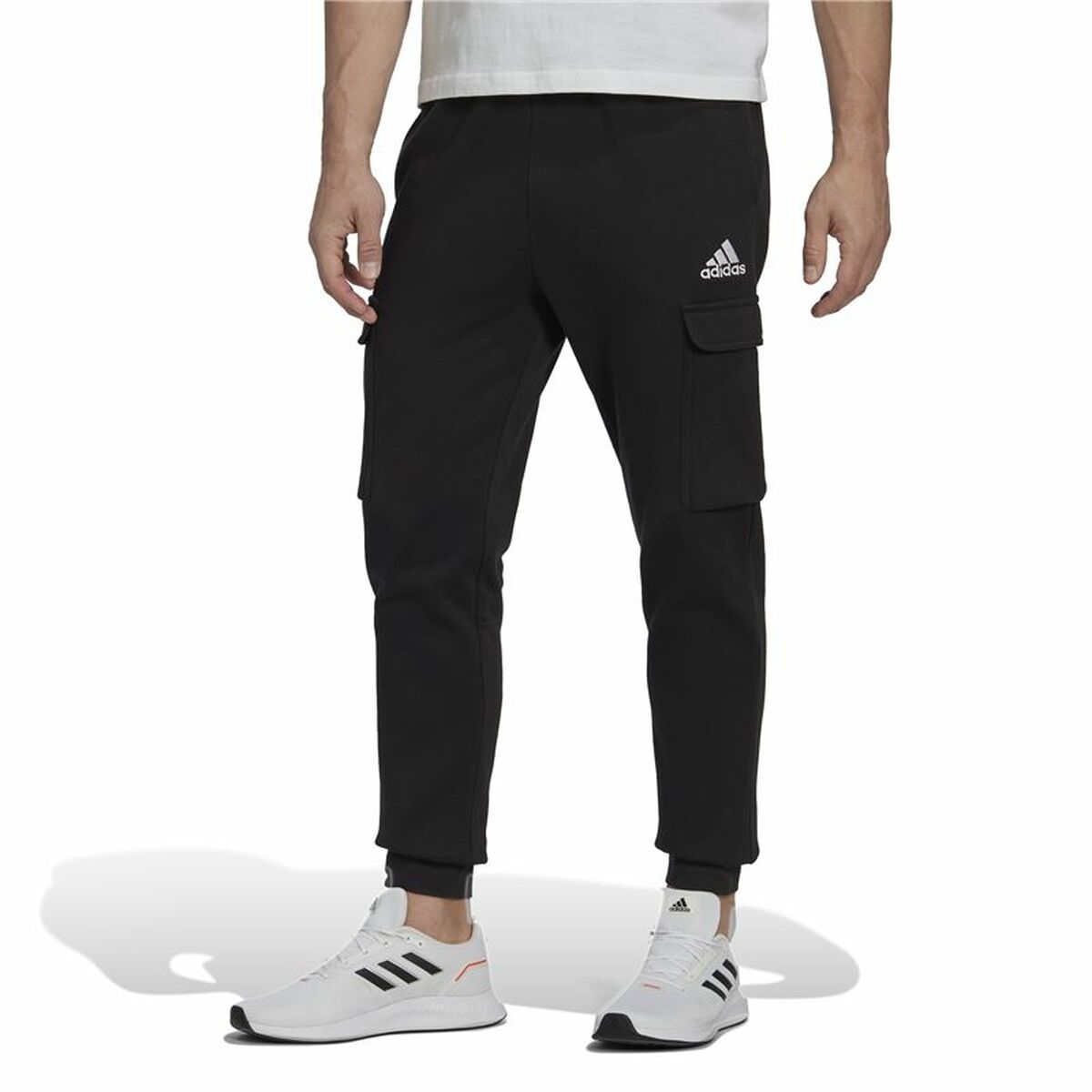 Långa träningsbyxor Adidas Essentials Fleece Svart Män - 2