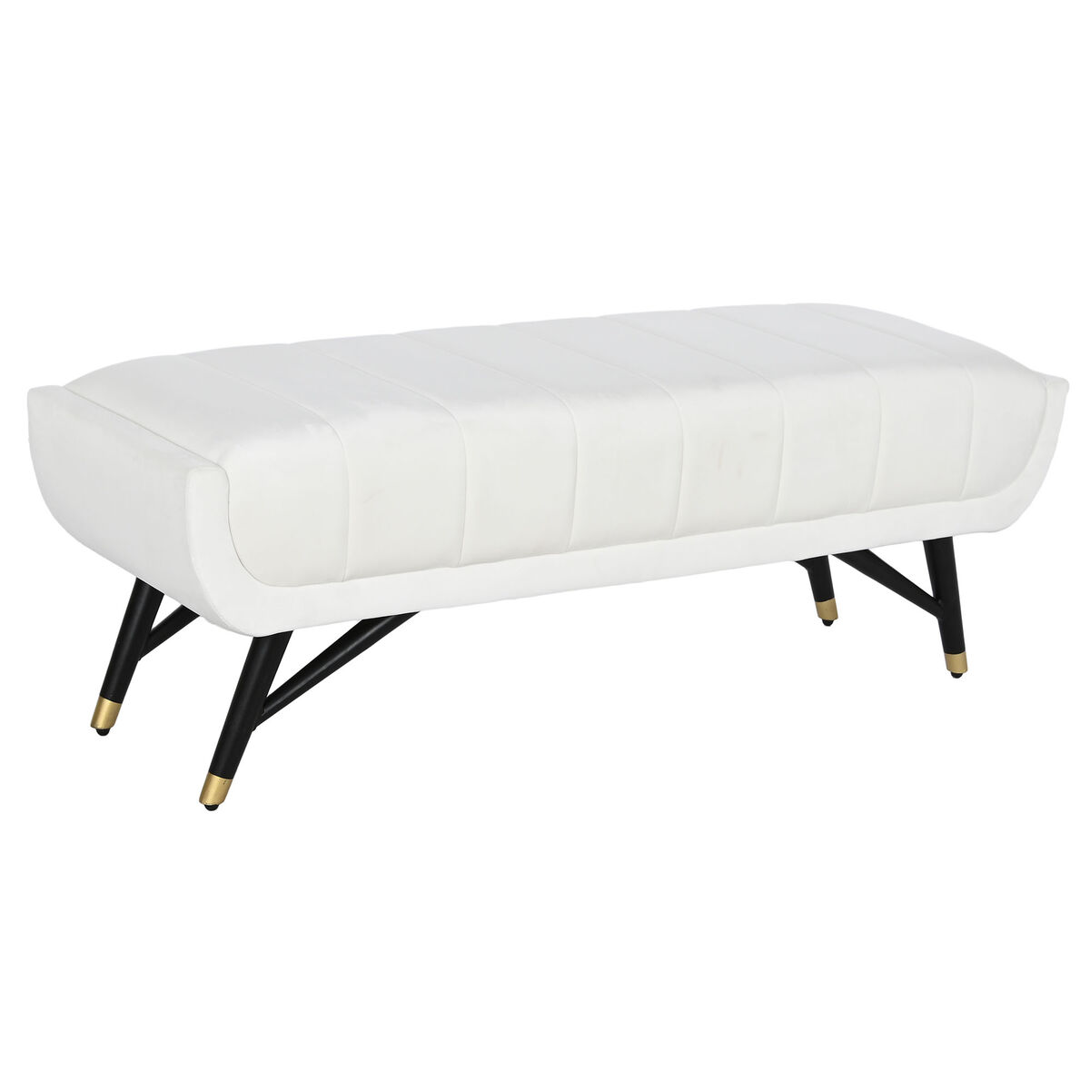 Sittpall Home ESPRIT Vit Svart 120 x 40 x 42 cm