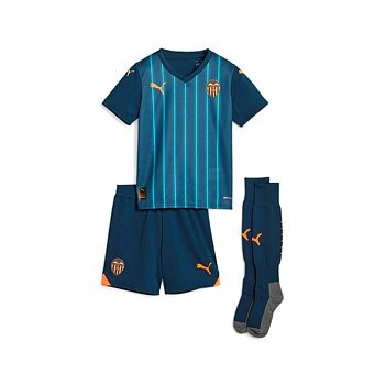 Kortärmad fotbollströja, Barn Puma Valencia C.F Away Blå 1-2 år