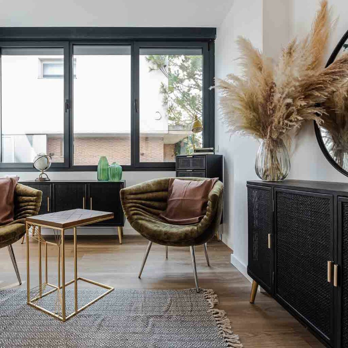 Byrå Alexandra House Living Svart Gyllene Trä MDF - 3