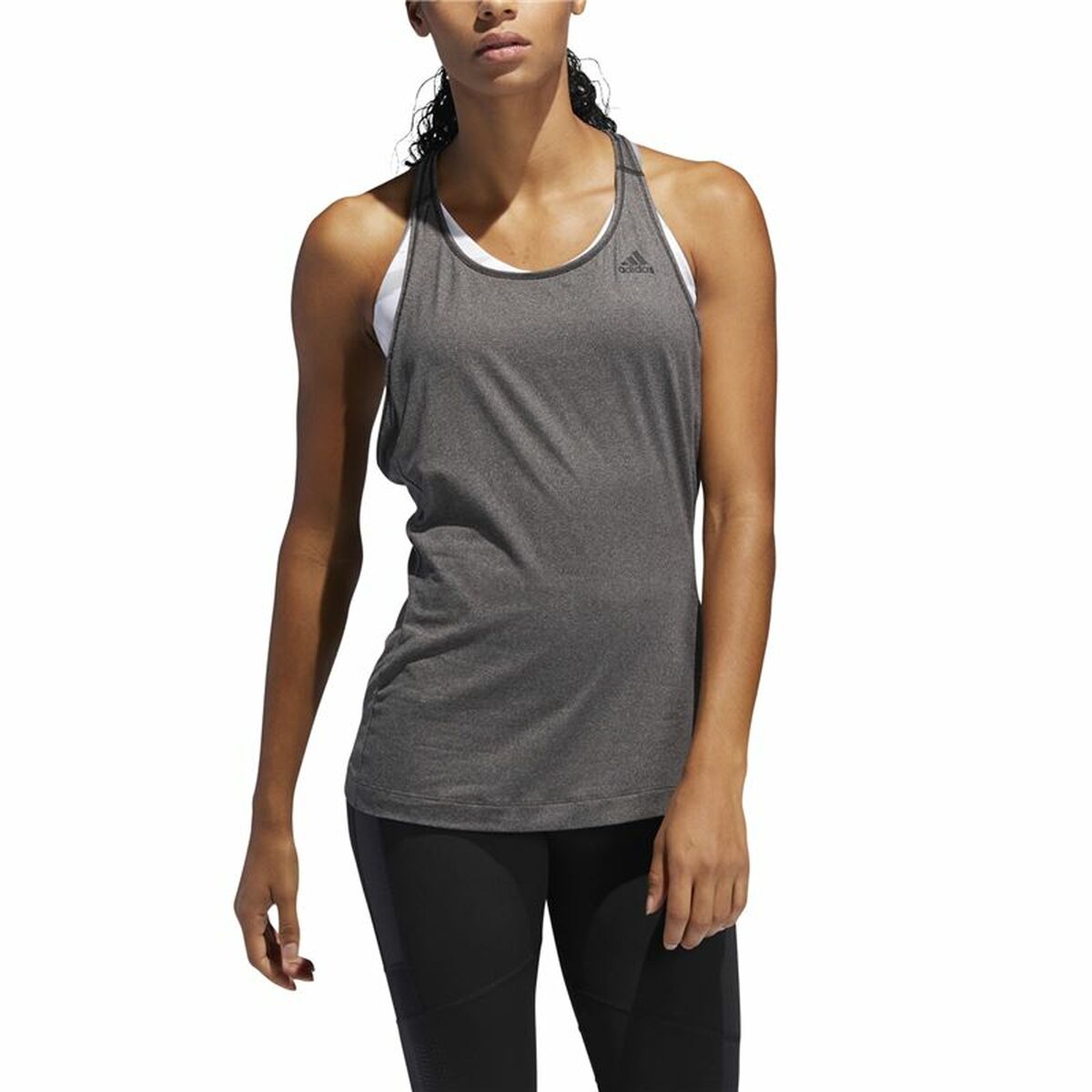Ärmlös sporttröja Dam Adidas 3 Stripes Tank Mörkgrå - 5