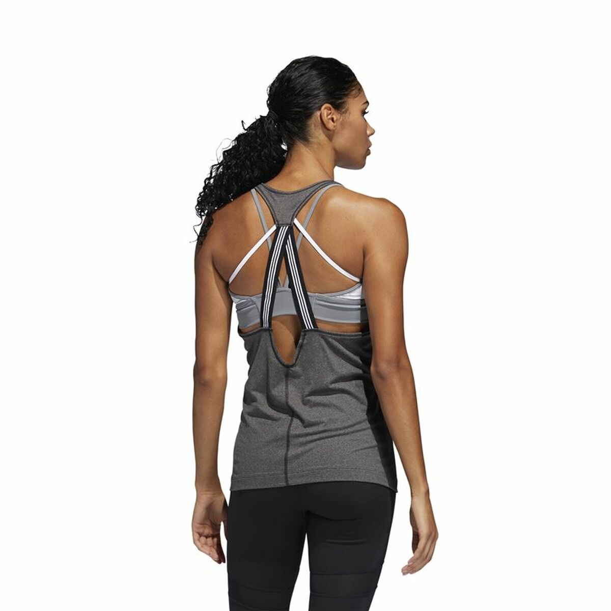Ärmlös sporttröja Dam Adidas 3 Stripes Tank Mörkgrå - 6