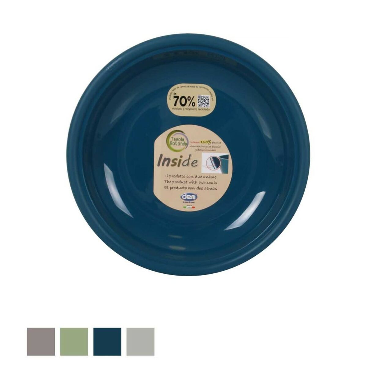 Platt skål Dem Inside Plast Ø 25 x 25 x 2 cm (36 antal) - 3