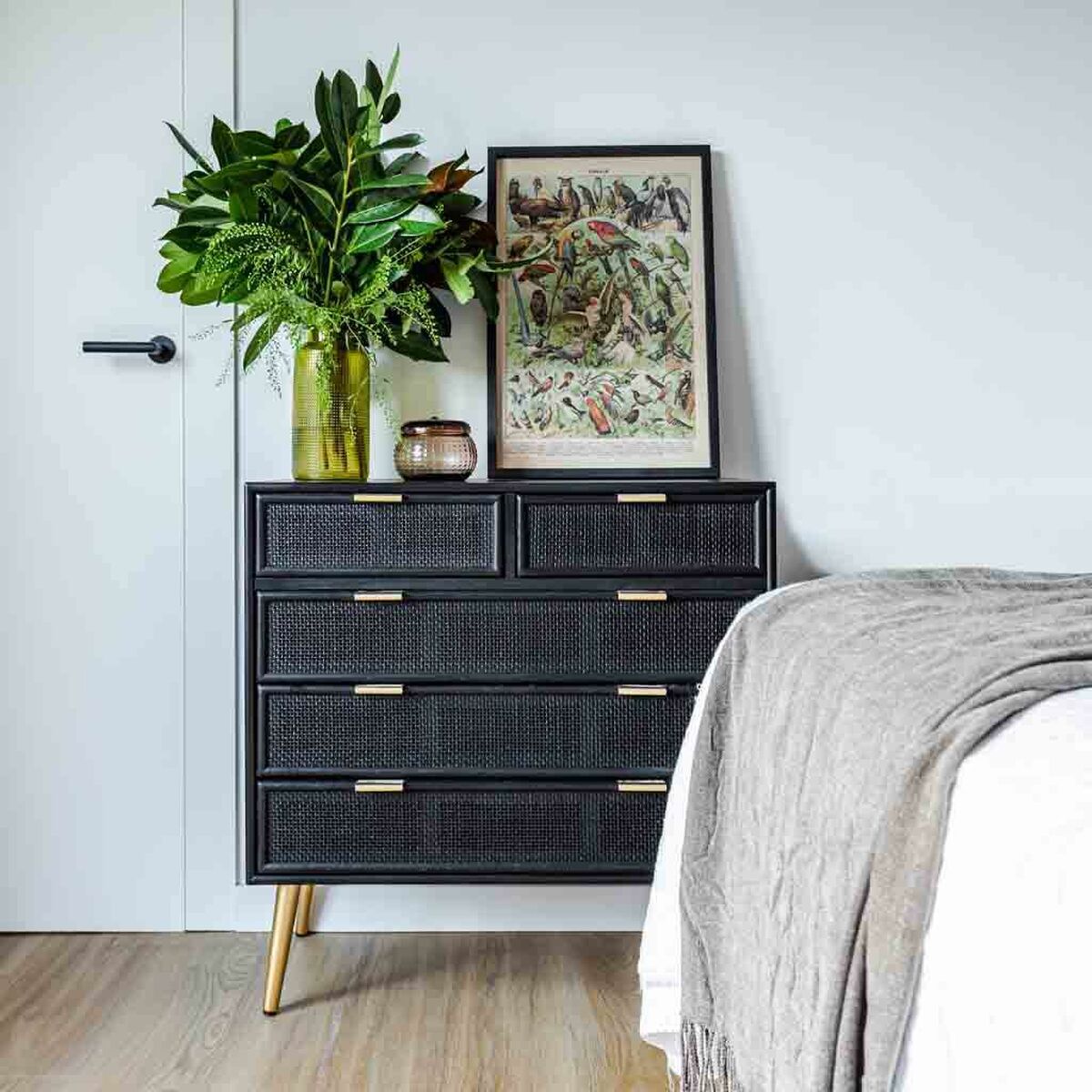 Kommod Alexandra House Living Svart Gyllene Trä MDF - 3