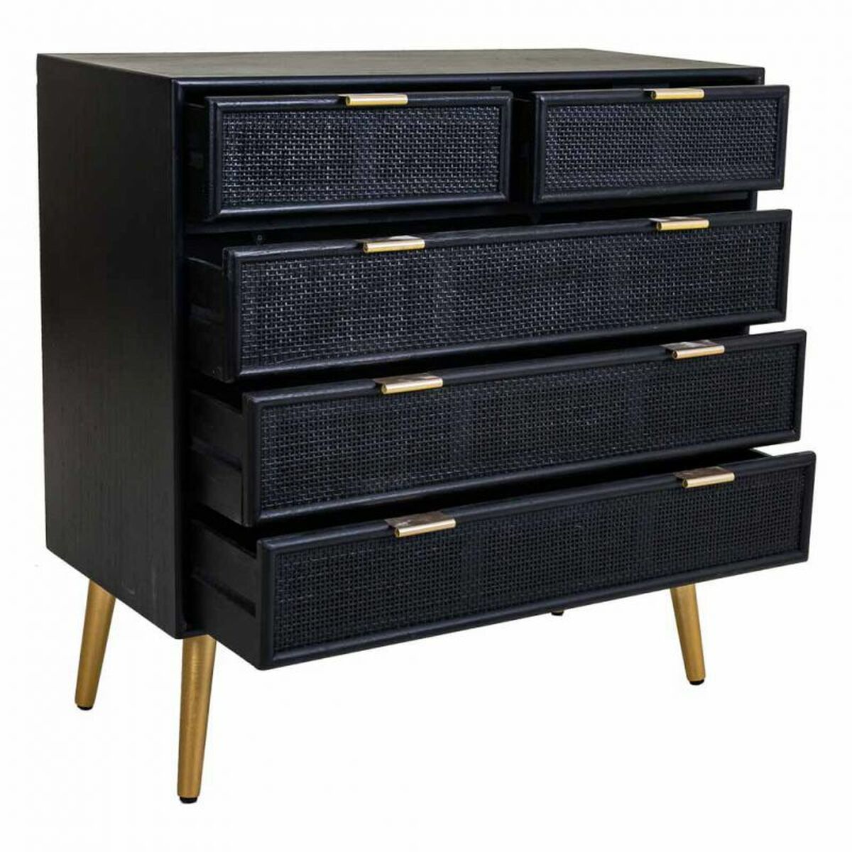 Kommod Alexandra House Living Svart Gyllene Trä MDF - 5