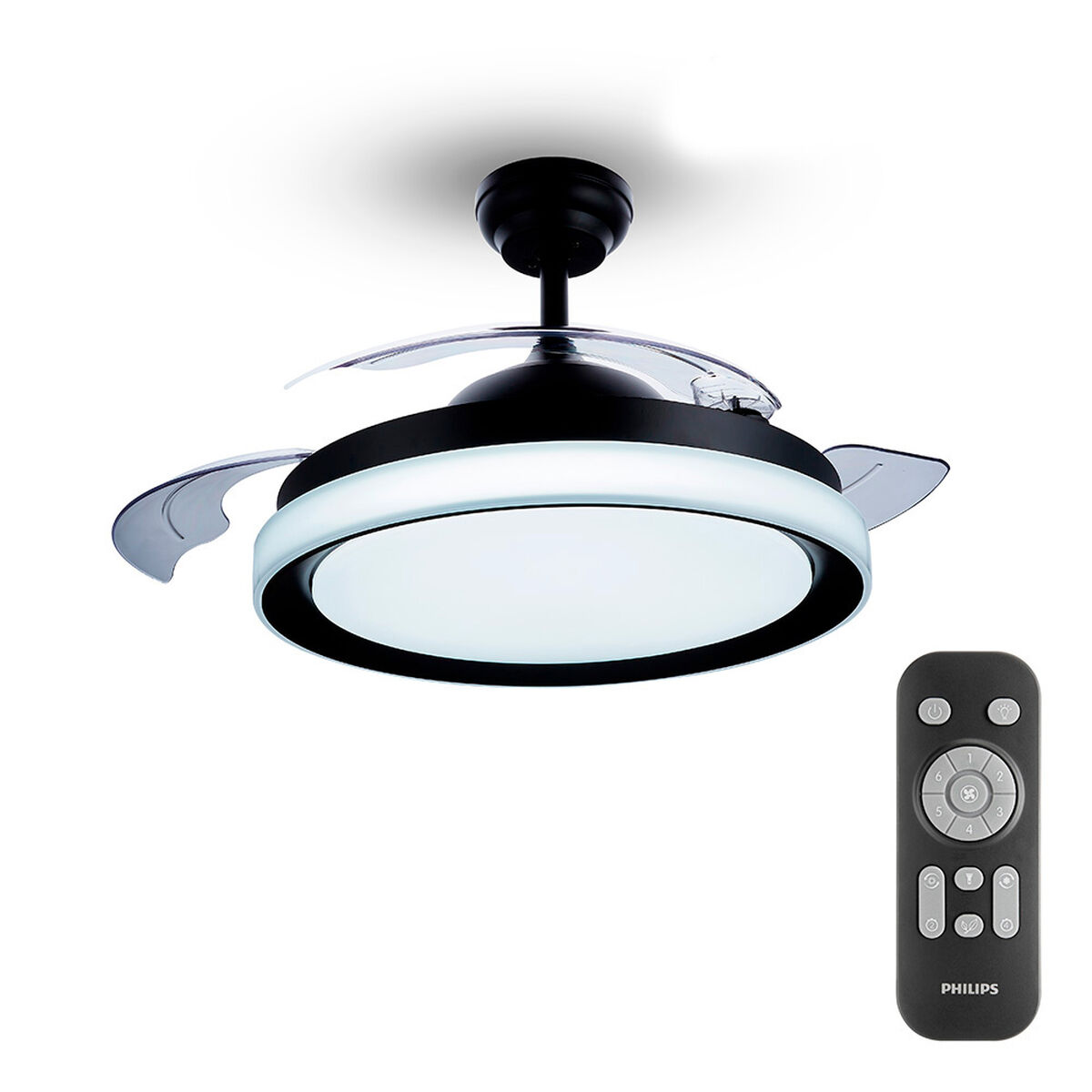 Takfläkt med belysning Philips Atlas Svart 35 W 28 W 4500 Lm (2700 K) - 4