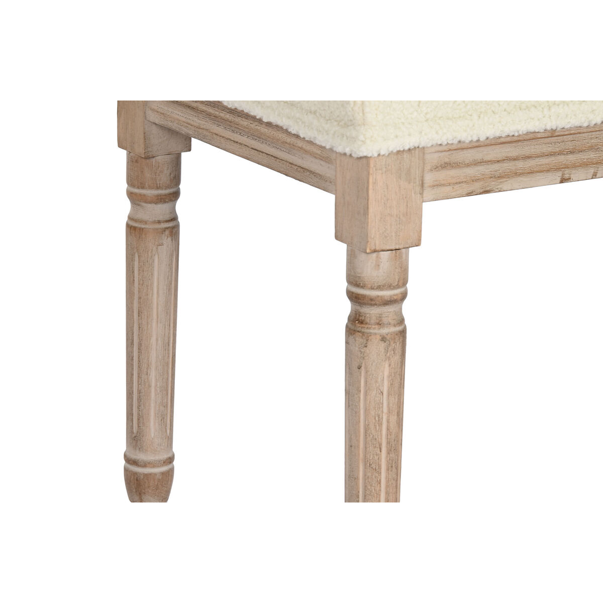 Sittpall Home ESPRIT Vit Naturell Polyester Gummiträ 100 x 38 x 43 cm - 3