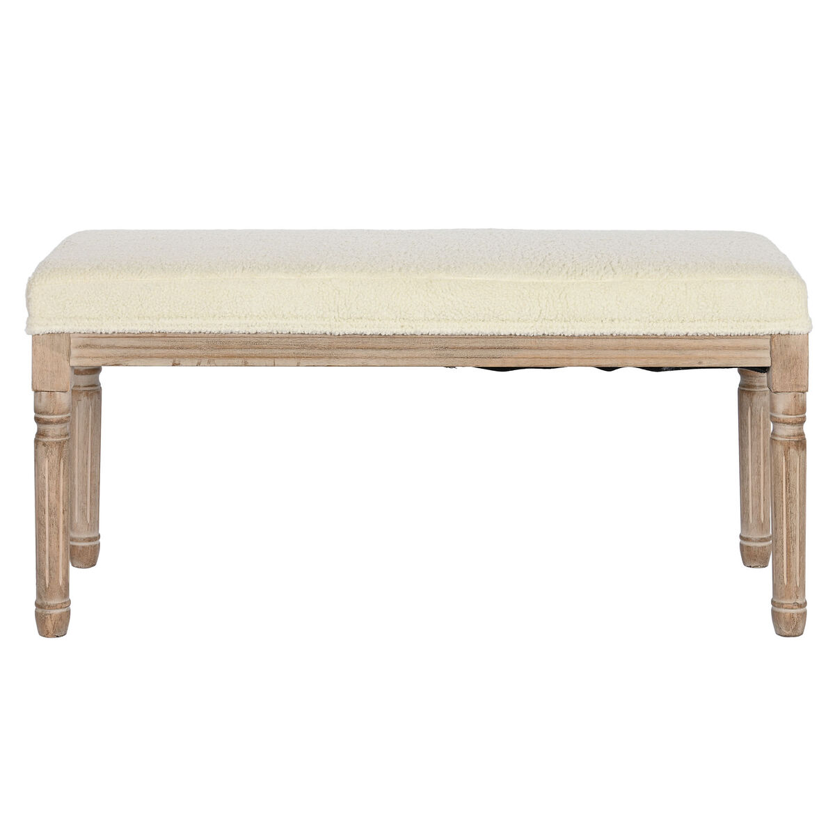 Sittpall Home ESPRIT Vit Naturell Polyester Gummiträ 100 x 38 x 43 cm - 2