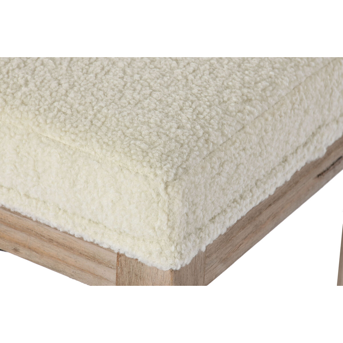 Sittpall Home ESPRIT Vit Naturell Polyester Gummiträ 100 x 38 x 43 cm - 4
