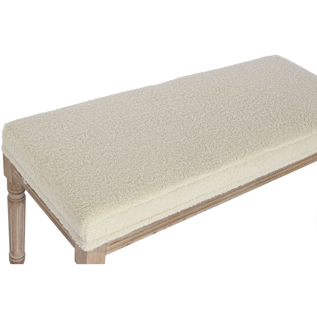 Sittpall Home ESPRIT Vit Naturell Polyester Gummiträ 100 x 38 x 43 cm - 5