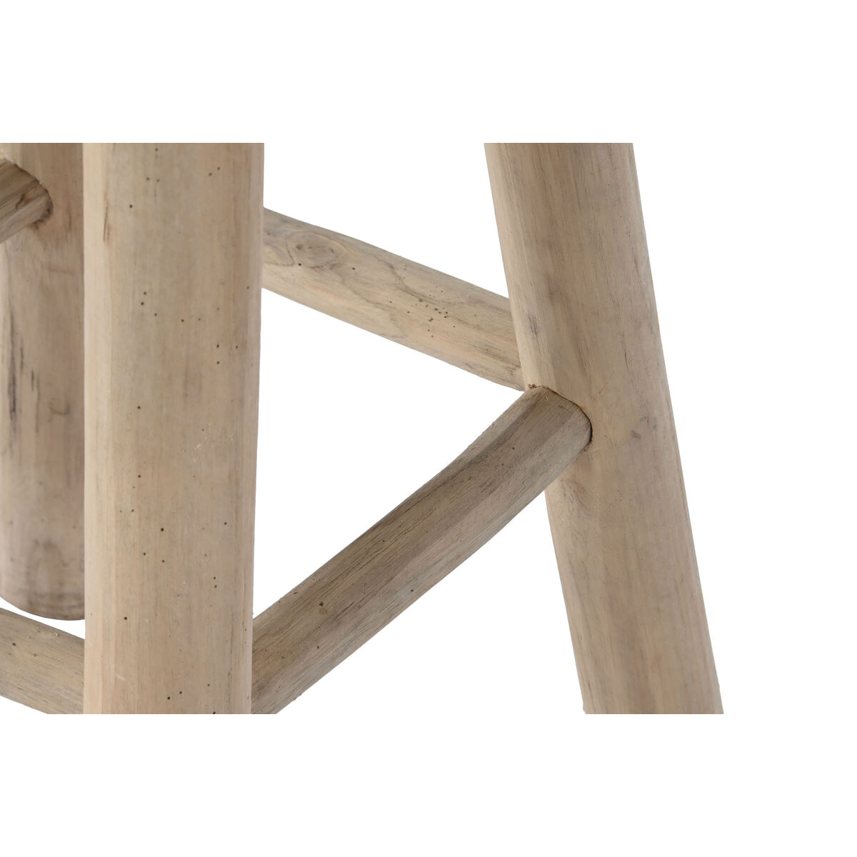 Sittpall Home ESPRIT Vit Naturell Teak Fibrer 32 x 32 x 75 cm - 3