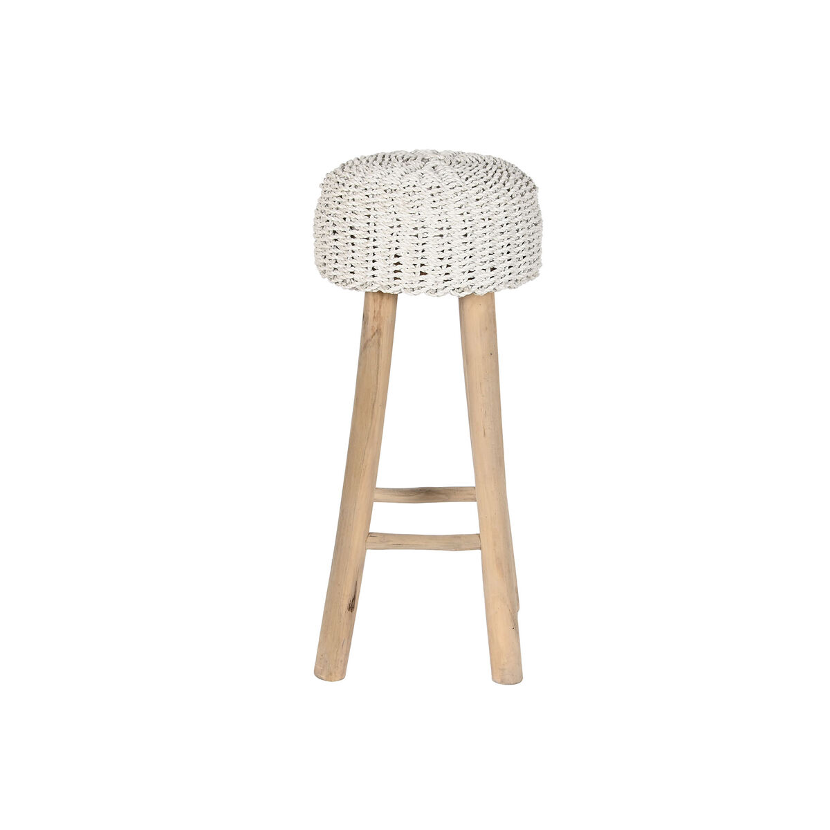 Sittpall Home ESPRIT Vit Naturell Teak Fibrer 32 x 32 x 75 cm - 2