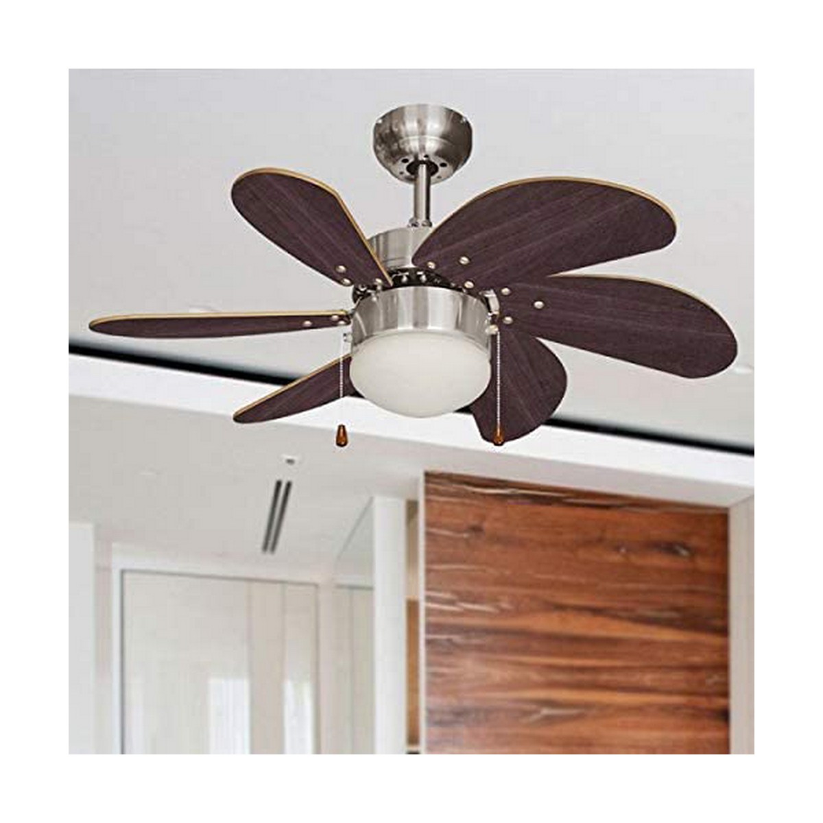 Takfläkt med belysning EDM 33984 Aral Wengue ickel 50 W - 2