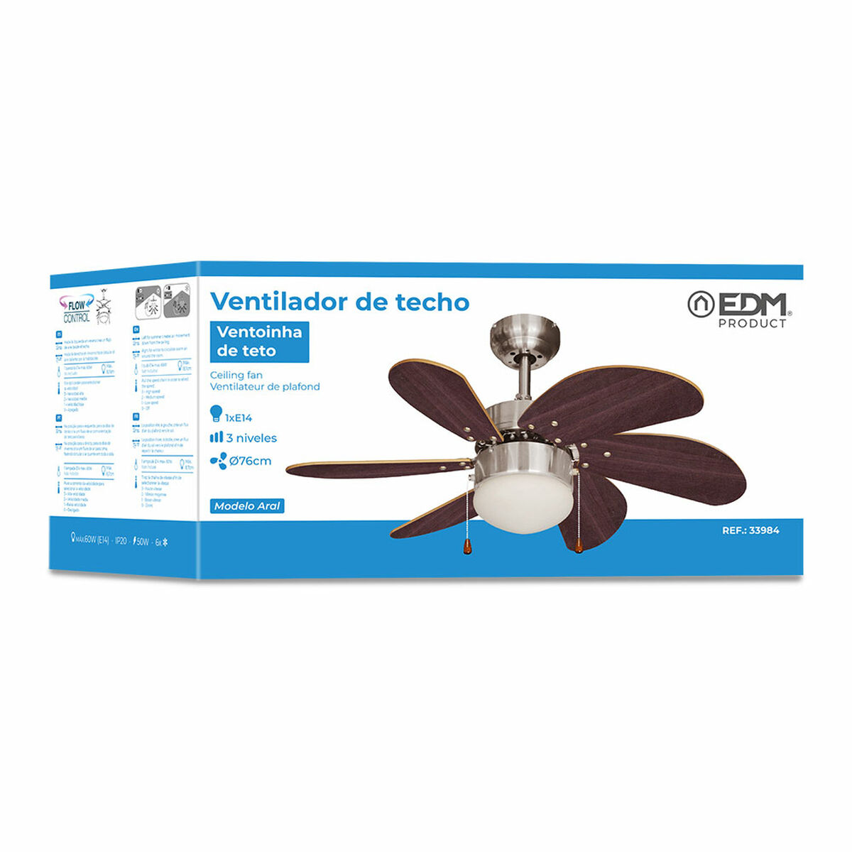 Takfläkt med belysning EDM 33984 Aral Wengue ickel 50 W - 6