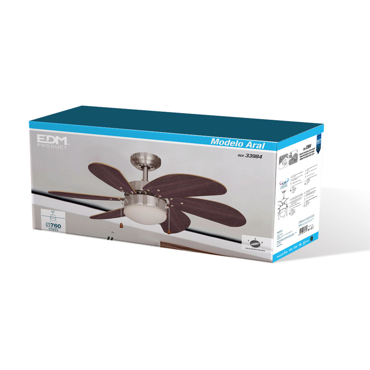 Takfläkt med belysning EDM 33984 Aral Wengue ickel 50 W - 7