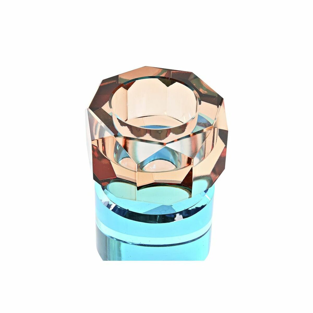 Ljusstakar DKD Home Decor Grön Ambra Dvobarvna Glas 7 x 7 x 9 cm - 2