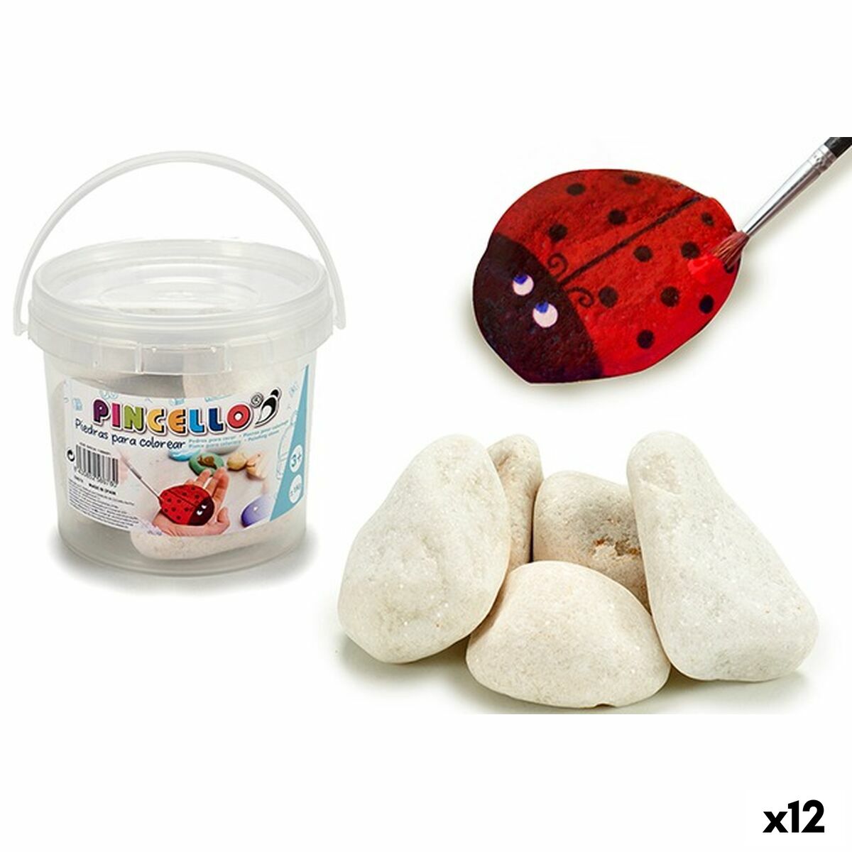 Set med stenar Pincello Vit 1 kg 12 x 10 x 12 cm Hantverk (12 antal) - 3