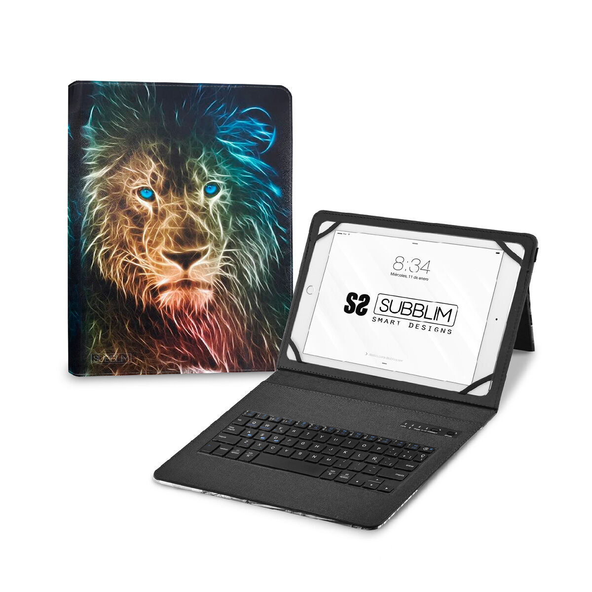 Bluetooth-tangentbord med tabletthållare Subblim SUBKT5-BTTL30 Multicolour Qwerty Spanska