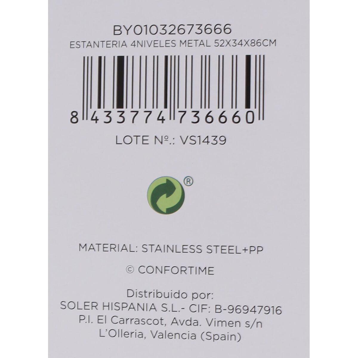 Bokhylla Confortime Metall 52 x 34 x 86 cm (2 antal) - 7