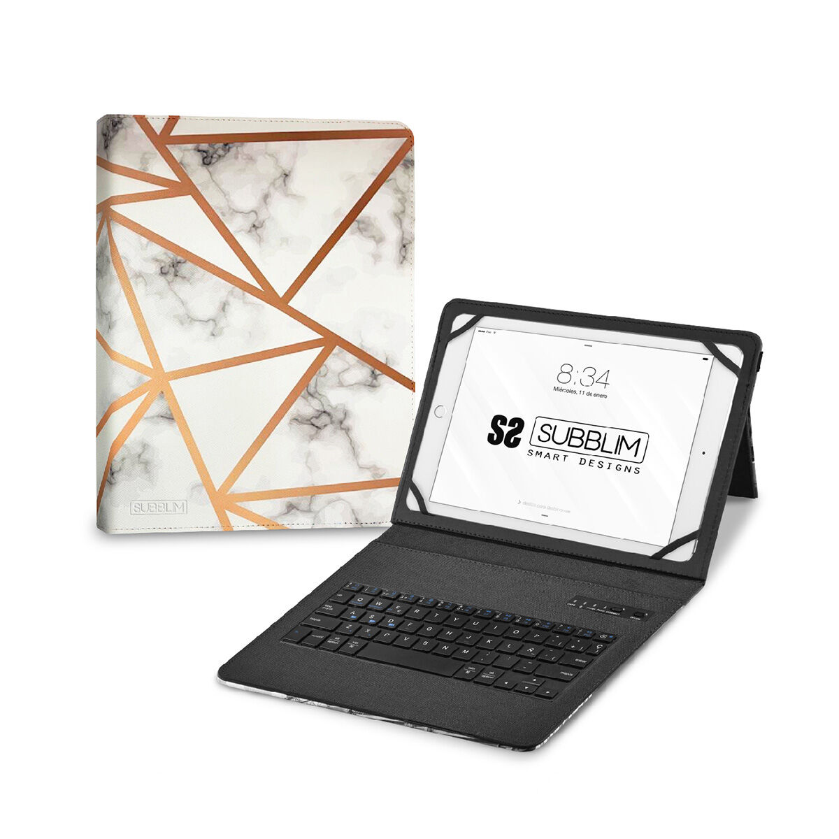 Väska till Läsplatta och Tangentbord Subblim SUBKT5-BTTW10 Multicolour Qwerty Spanska