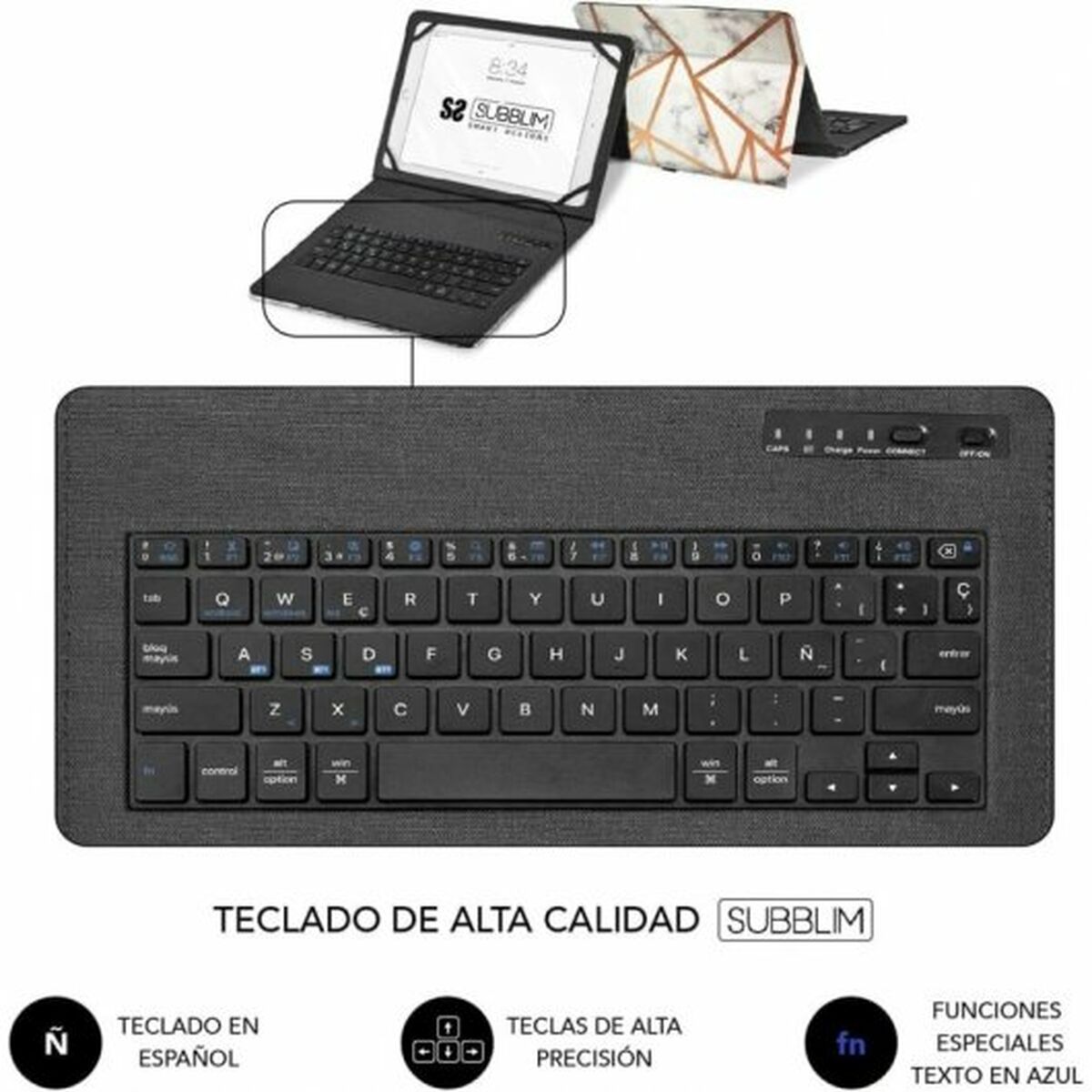 Väska till Läsplatta och Tangentbord Subblim SUBKT5-BTTW10 Multicolour Qwerty Spanska - 5