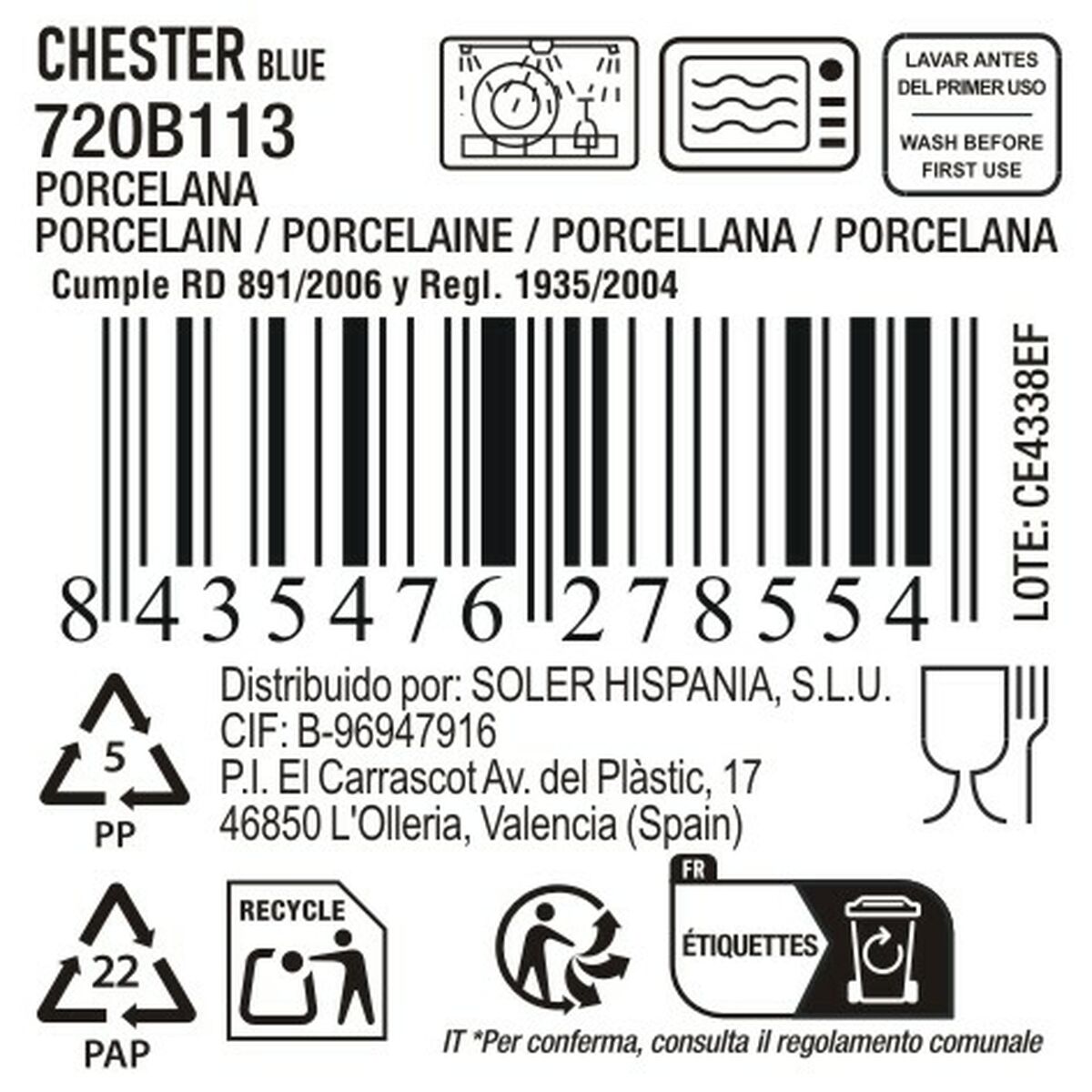 Tilltuggsset La Mediterránea Chester Blå 10 x 10 x 4 cm (24 antal) - 5