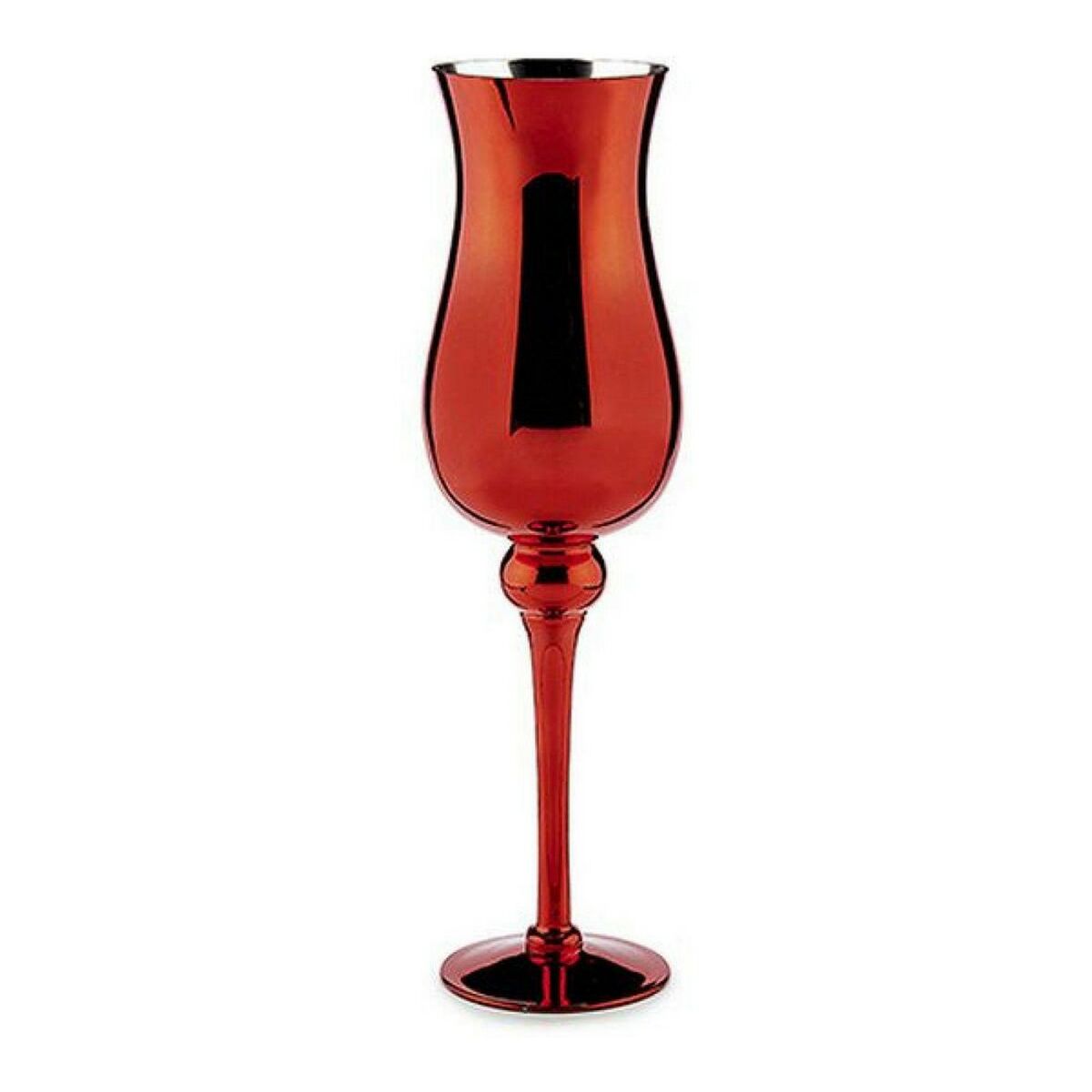 Ljusstakar Röd Glas 13,5 x 4,5 x 13,5 cm 13,5 x 45 x 13,5 cm