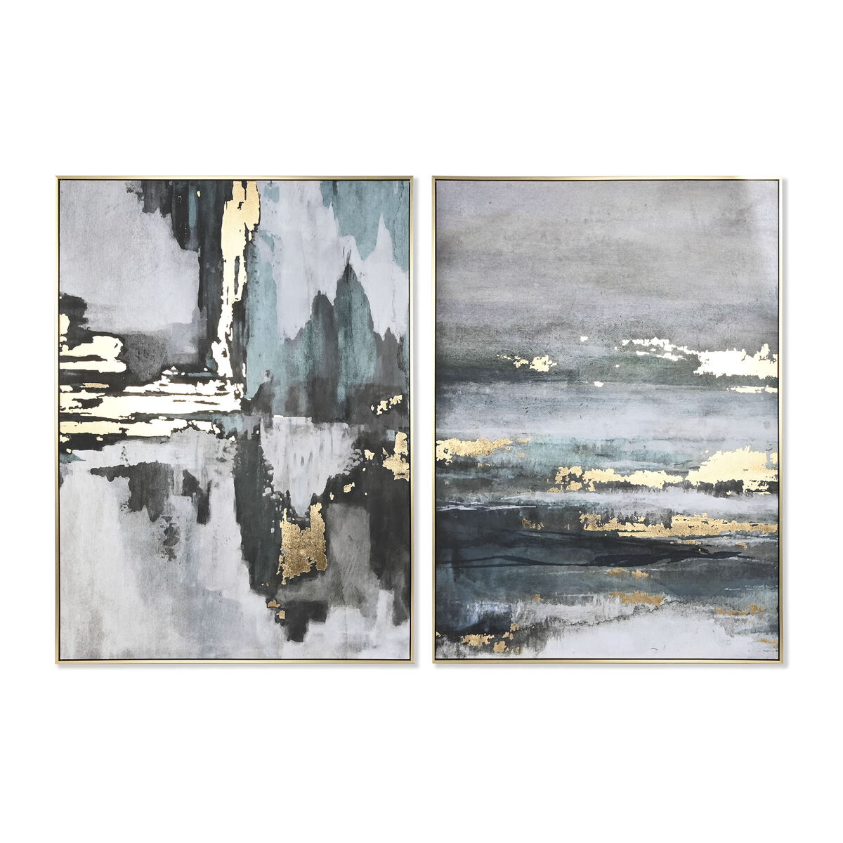 Kanvas Home ESPRIT Grön Grå Gyllene Abstrakt 103 x 4,5 x 143 cm (2 antal)