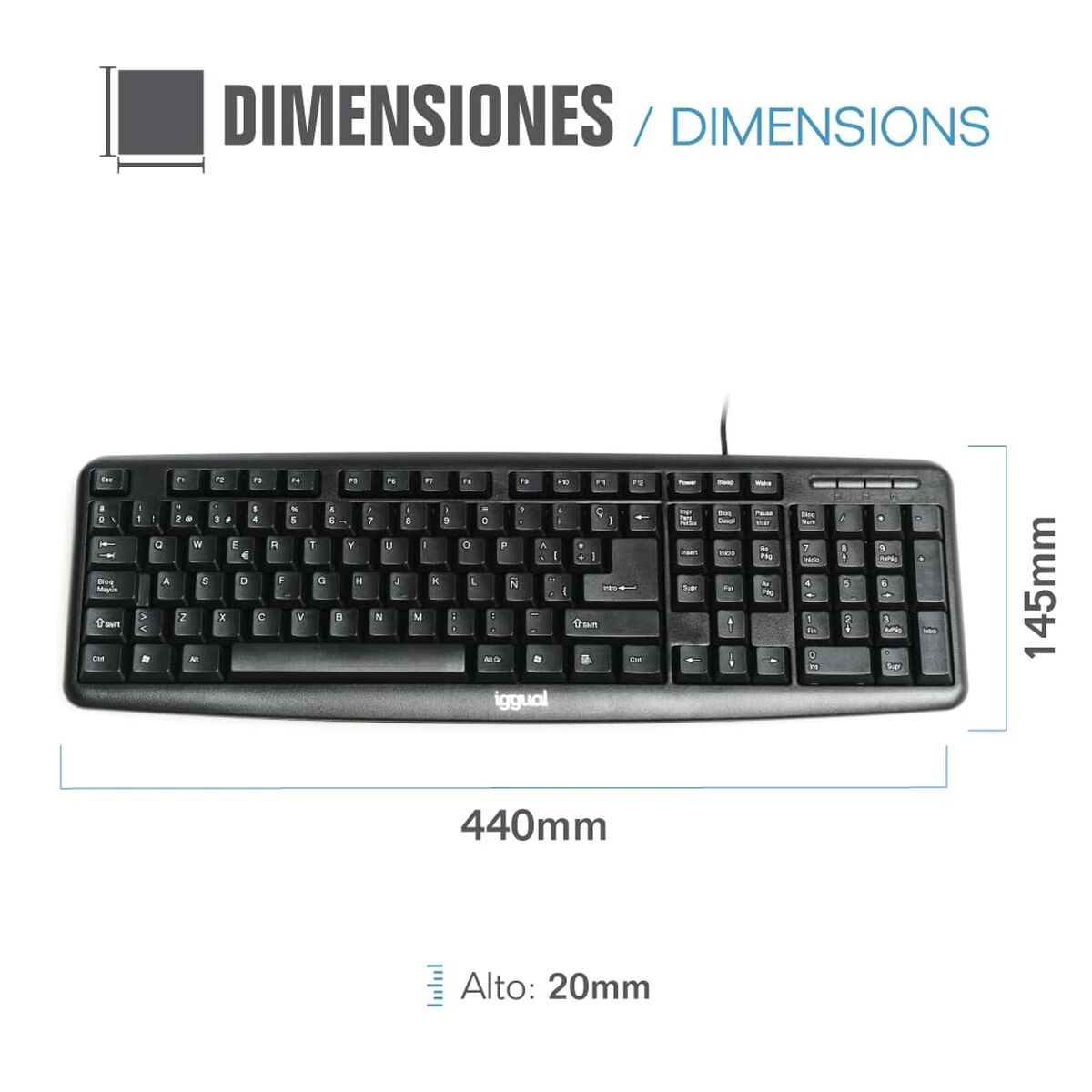 Tangentbord iggual CK-BASIC-105T QWERTY USB Svart spanska Apa (1 Delar) - 2