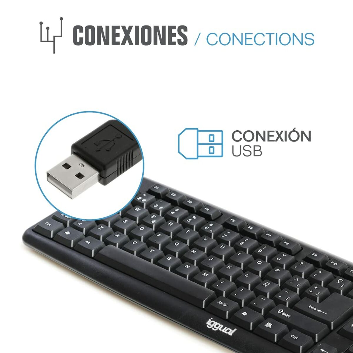 Tangentbord iggual CK-BASIC-105T QWERTY USB Svart spanska Apa (1 Delar) - 3