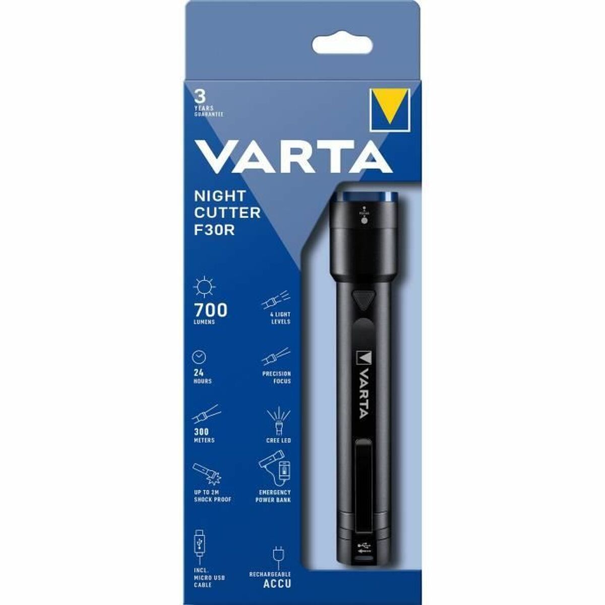 Ficklampa LED Varta Night Cutter F30R Power Bank 700 lm - 2