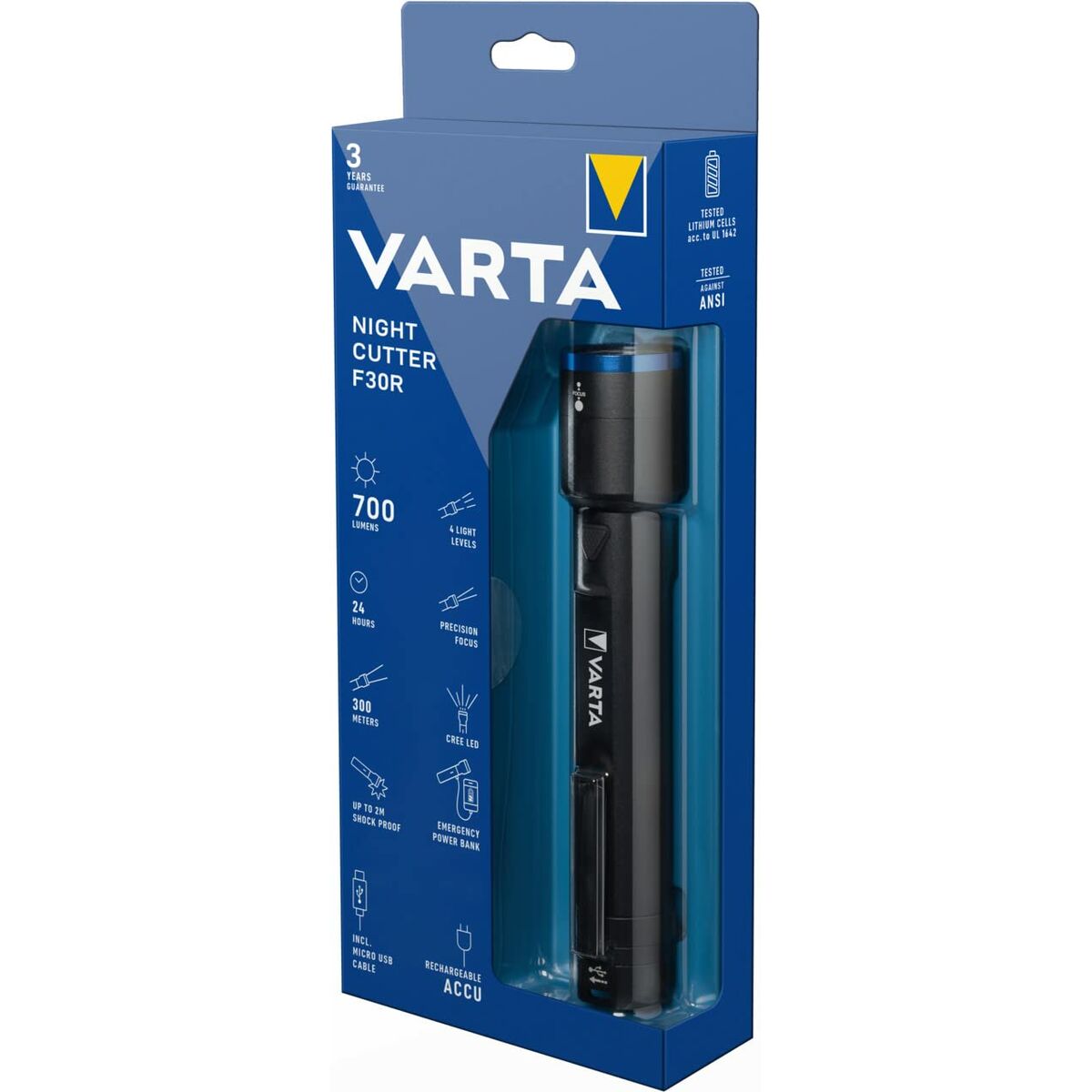 Ficklampa LED Varta Night Cutter F30R Power Bank 700 lm - 3