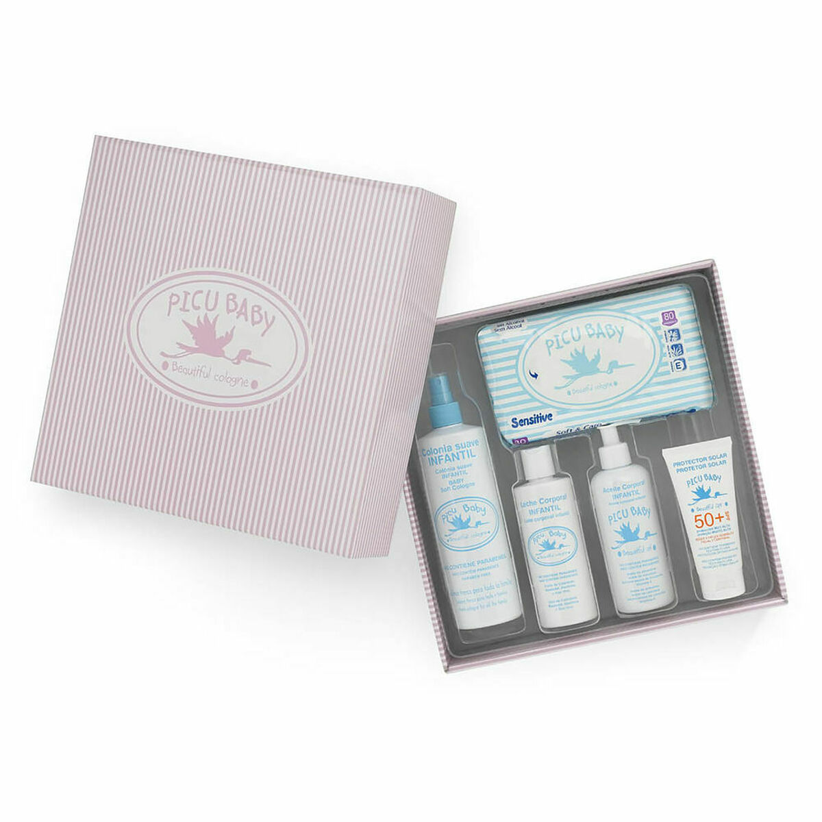 Baby-kit Picu Baby Infantil Caja Rayas Rosa New Rosa 5 Delar - 2