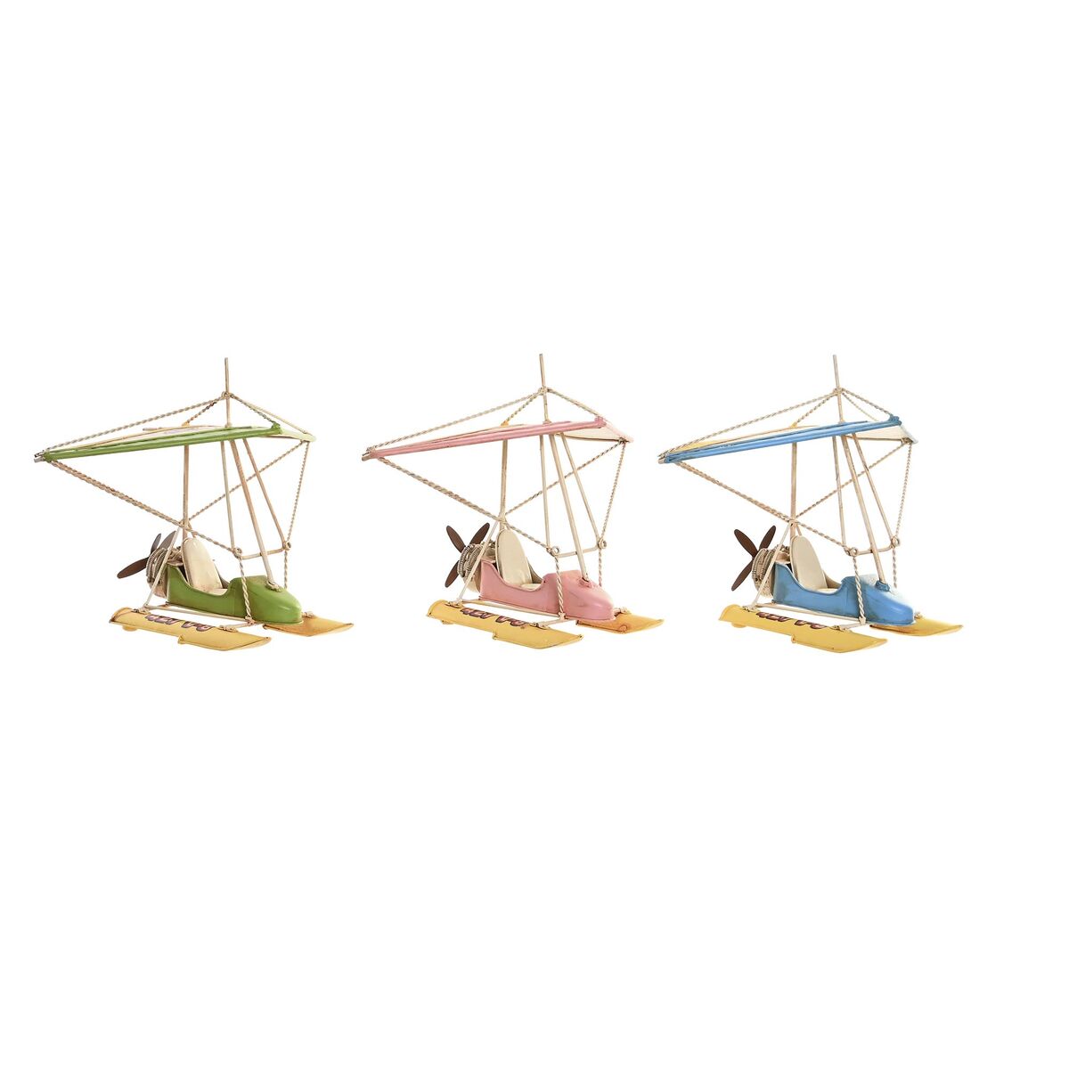 Prydnadsfigur DKD Home Decor 32,5 x 20,5 x 24 cm Blå Rosa Grön Vintage (3 Delar)